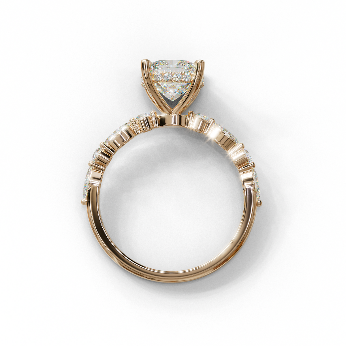 2 Carat E-VVS Cushion Cut Hidden Halo & Pave Lab Diamond Ring - Daisy
