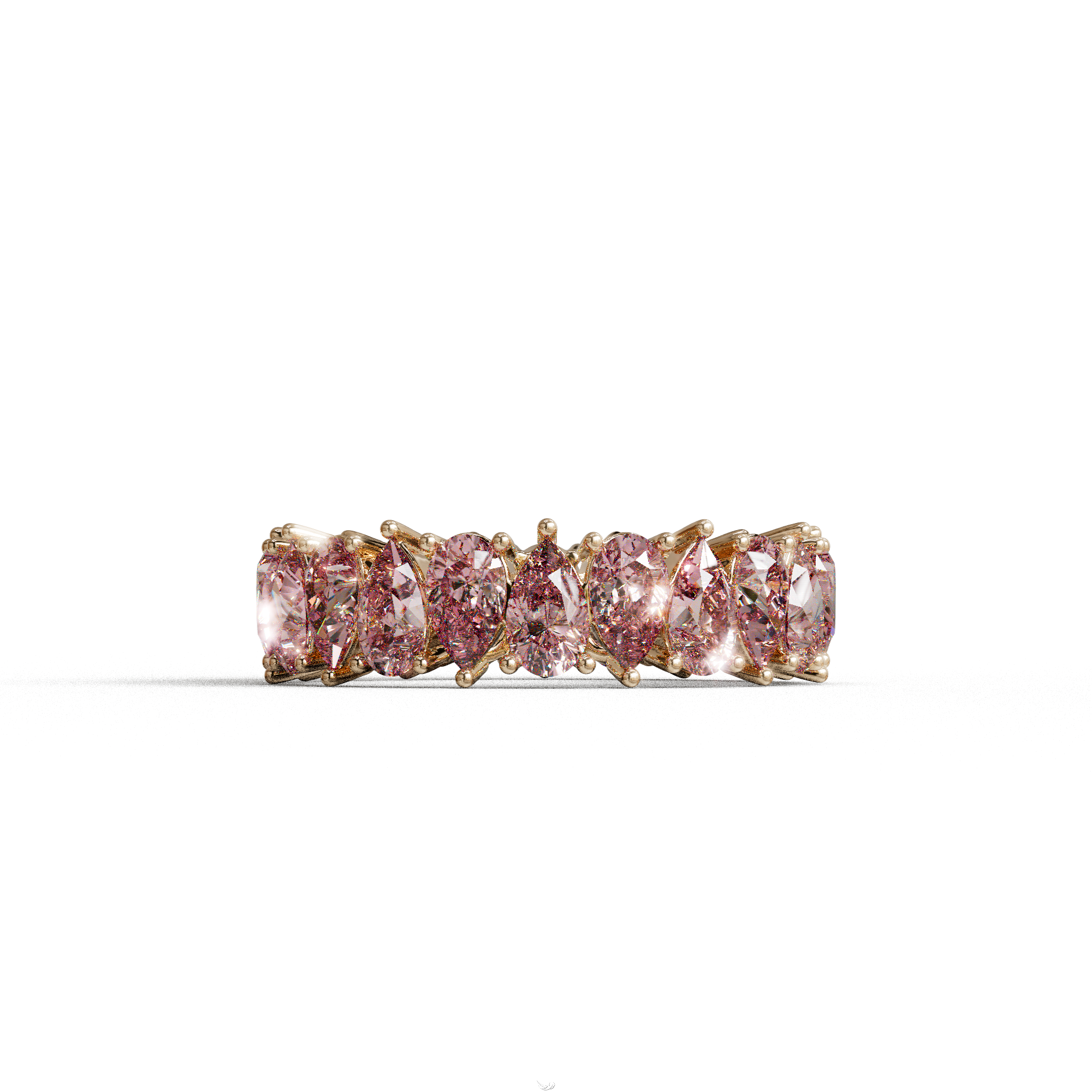Pink Pear Diamond Full Eternity Band - Stackable Ring - 10K Solid Gold / Rose Gold