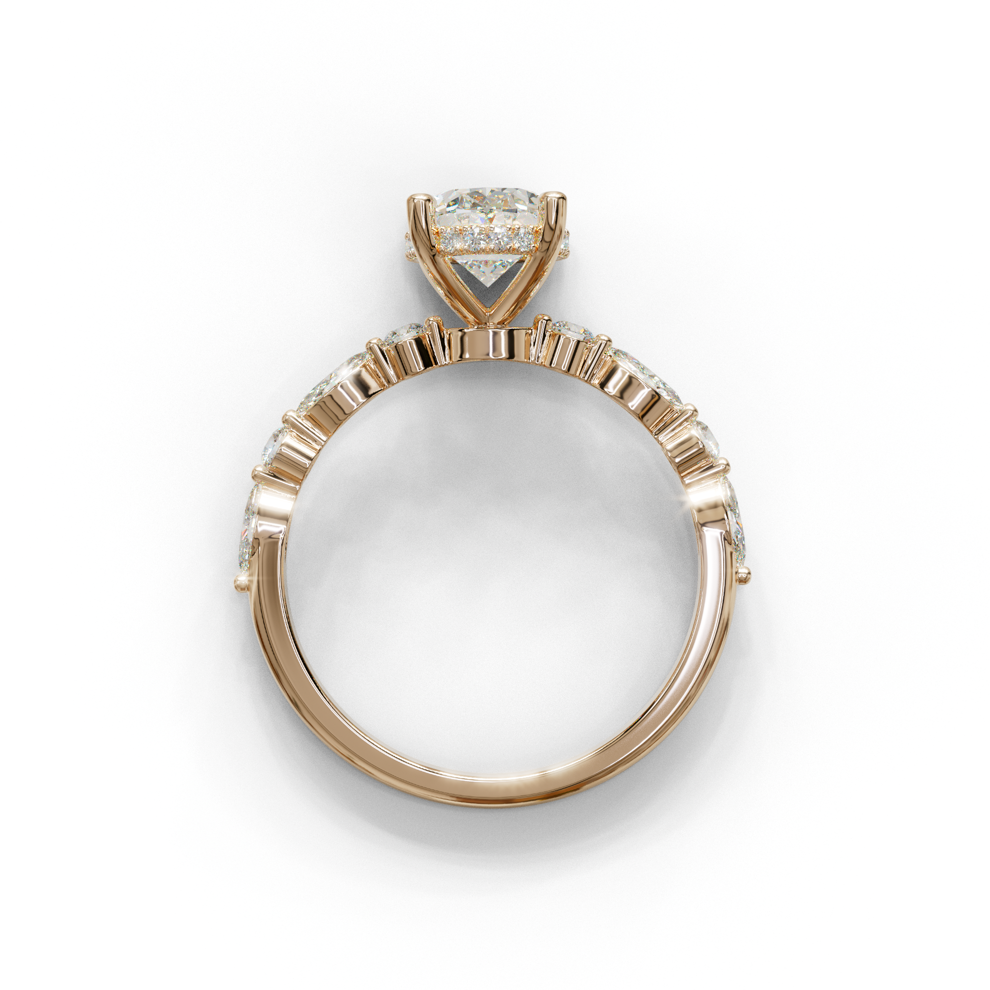 2 Carat E-VVS Oval Cut Hidden Halo & Pave Lab Diamond Ring - Laina