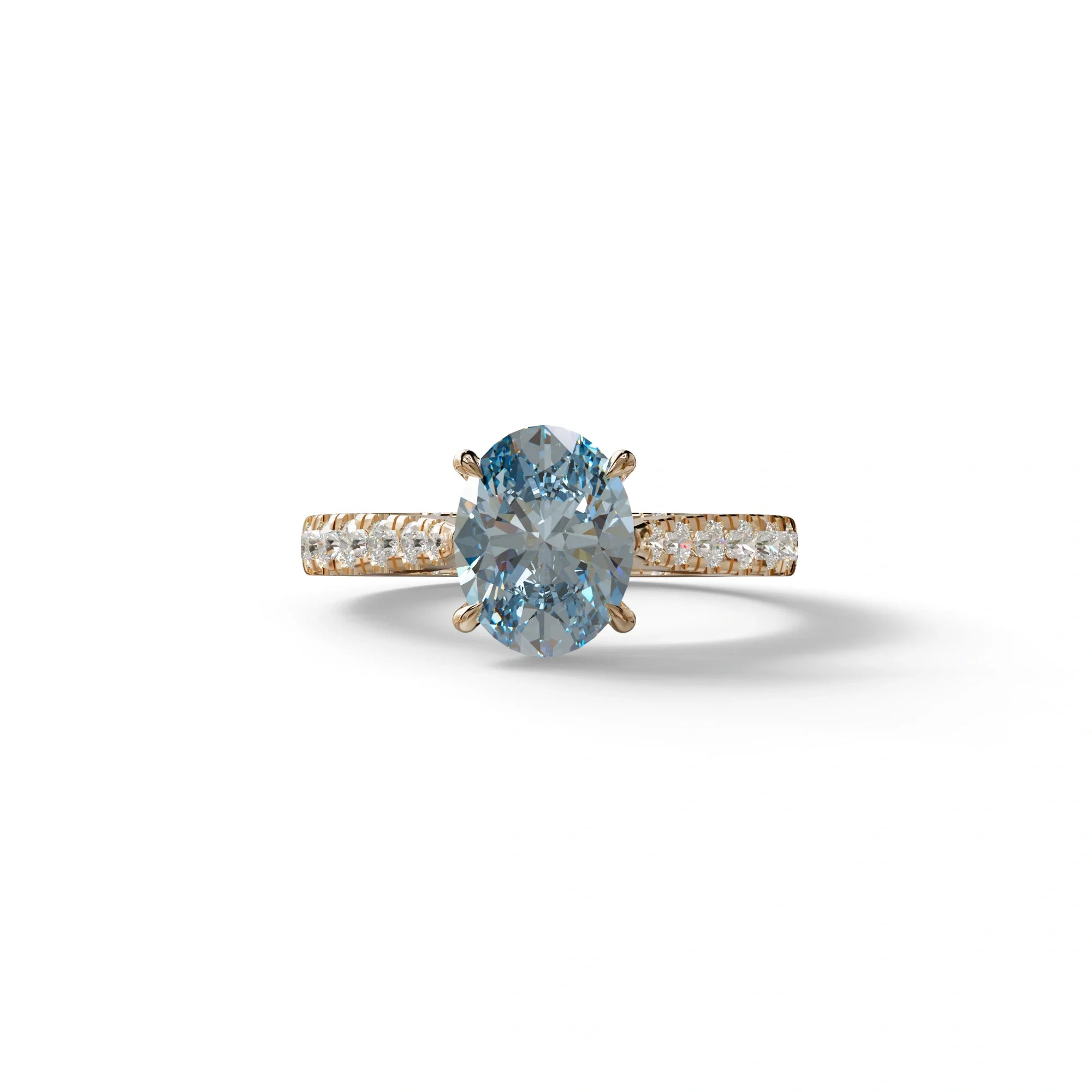 1.50 Carat Blue Oval Cut Lab Diamond Engagement Ring - Scorpio - 10K Solid Gold / Rose Gold