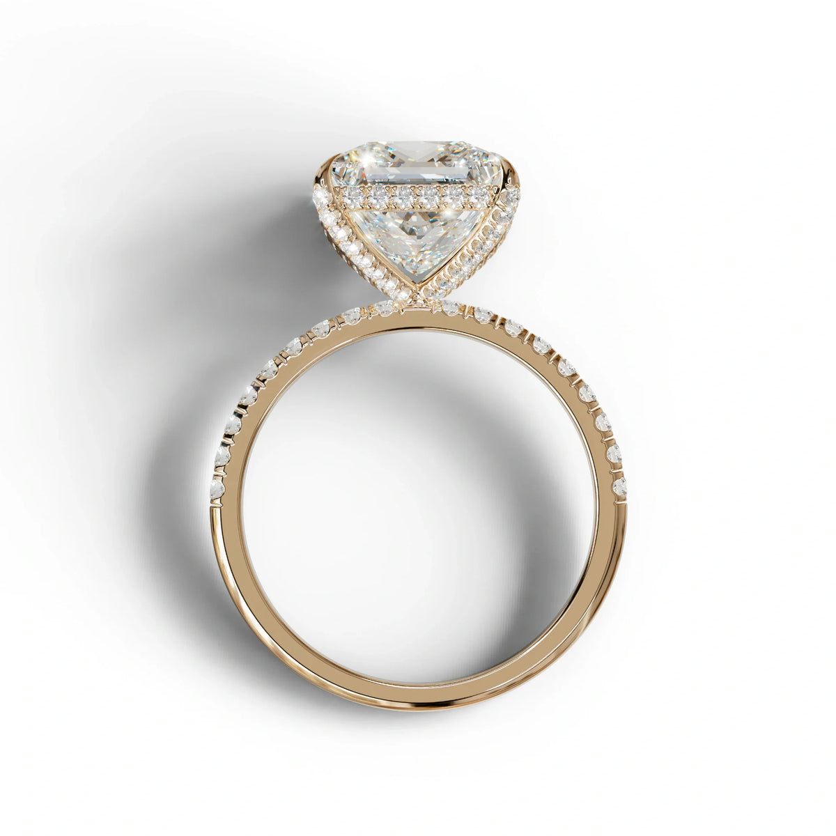 3 Carat E-VVS Princess Cut Hidden Halo & Pave Lab Diamond Ring