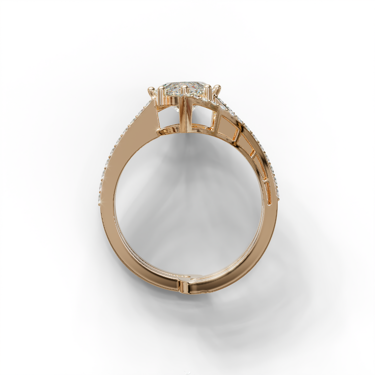 3 Carat Marquise Cut E VVS Lab Diamond Ring with Double Pave Setting