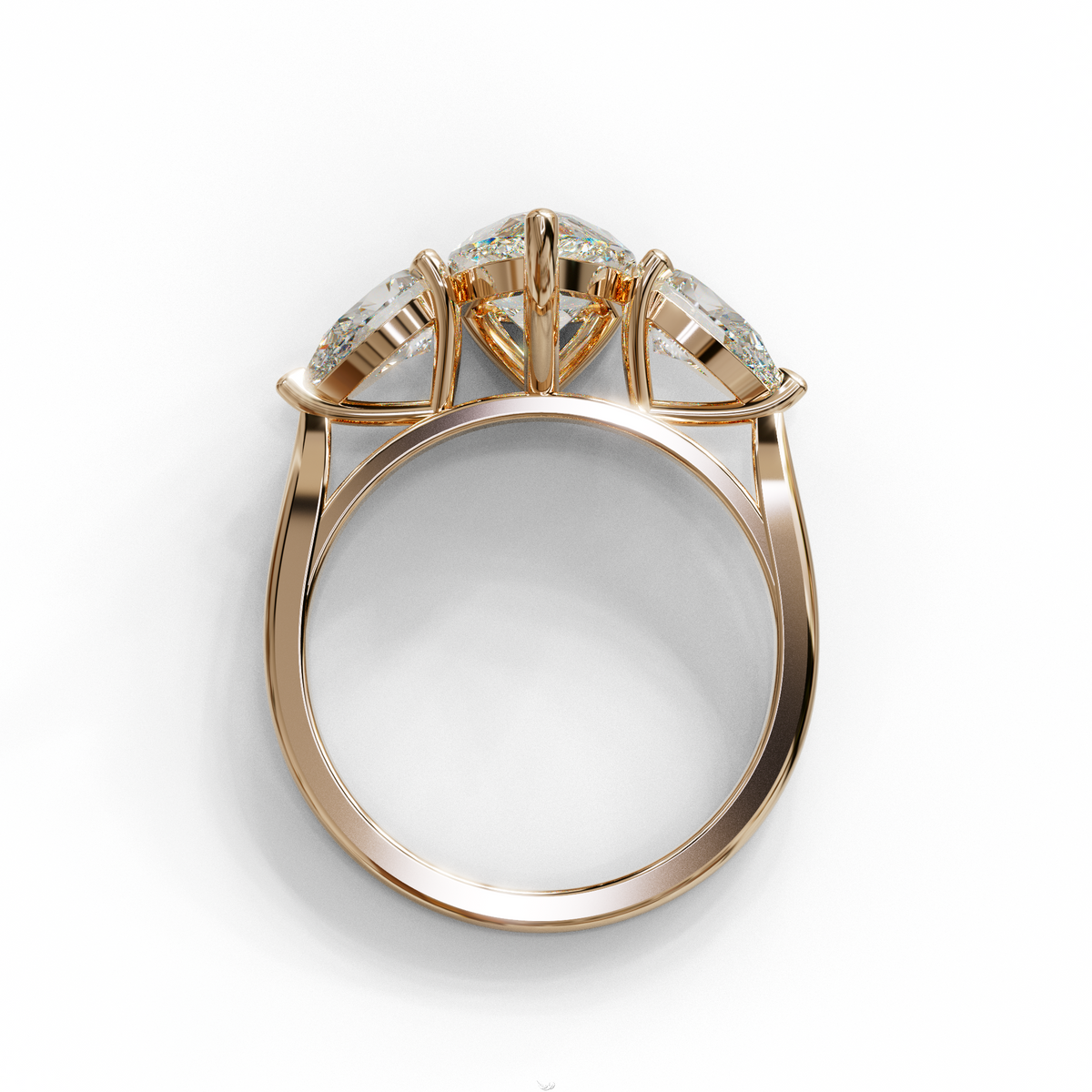 3 Carat E-VVS Pear Cut Lab Diamond In 3 Stones Claw Prongs Setting Ring