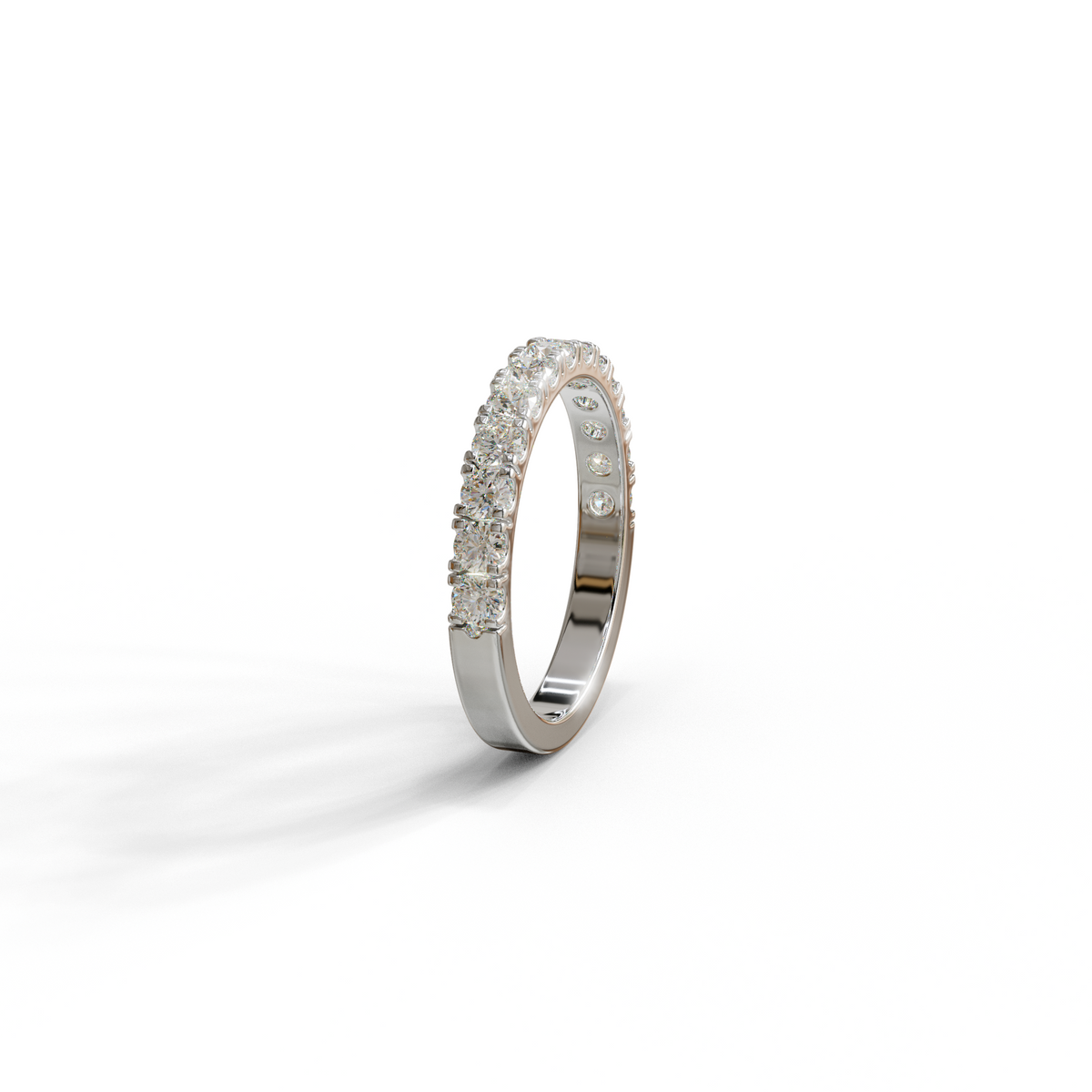 E/VVS Round Lab Grown Diamond Wedding Band - 13 Stone Pave Ring