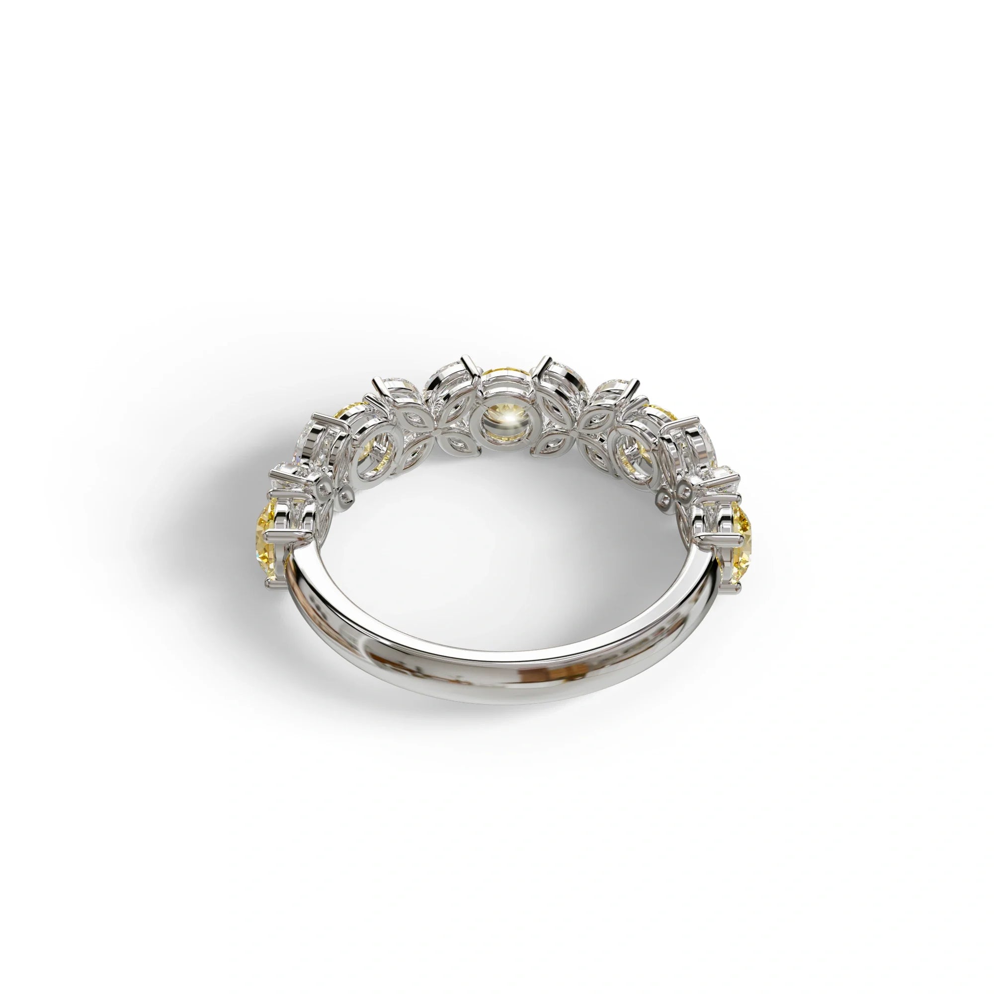 Yellow Gold Marquise & Round Brilliant Diamond Flower Cluster Ring - 18k Gold