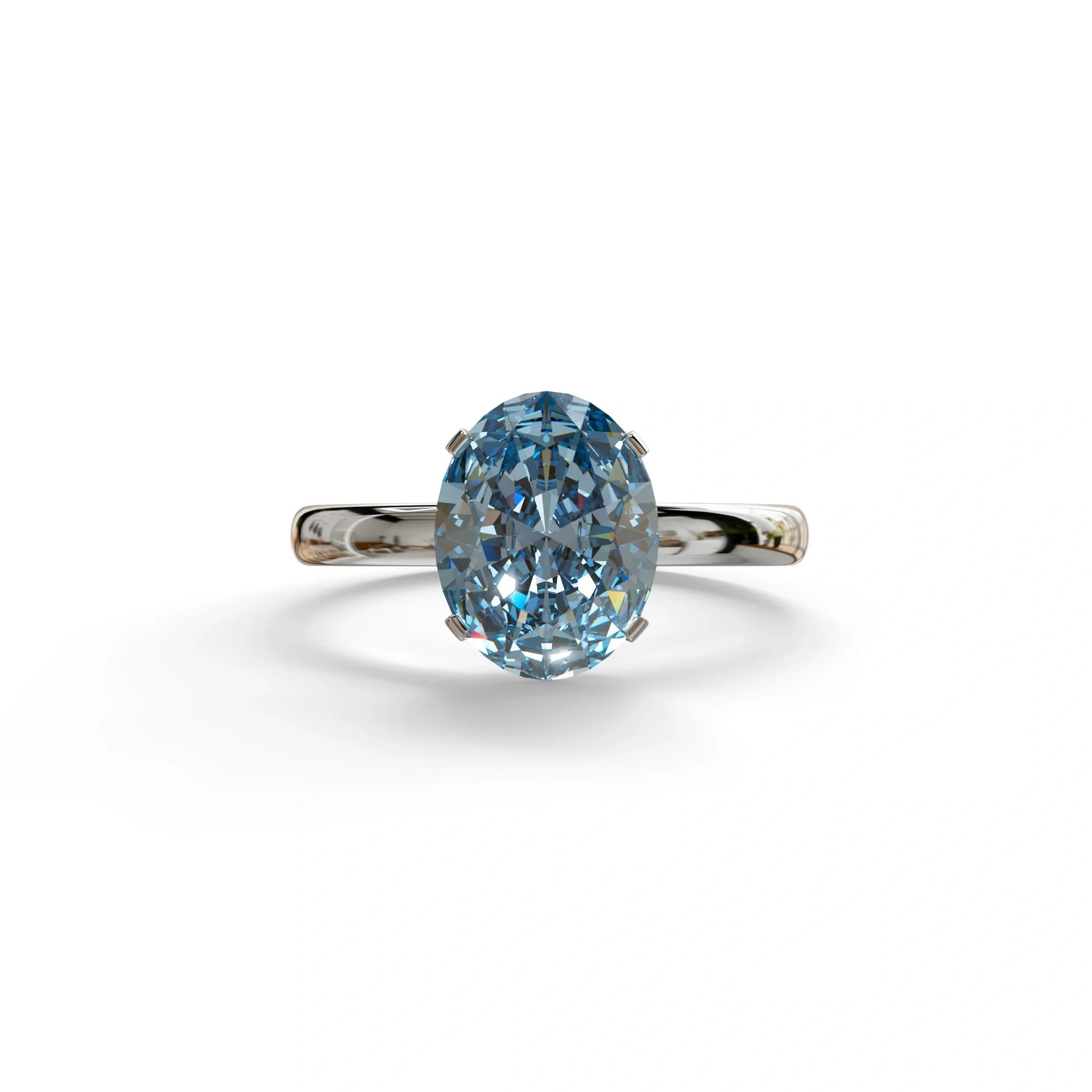 2 ct Oval Solitaire Diamond Ring Blue Lab Diamond Engagement Ring - Eira - 10K Solid Gold / White Gold