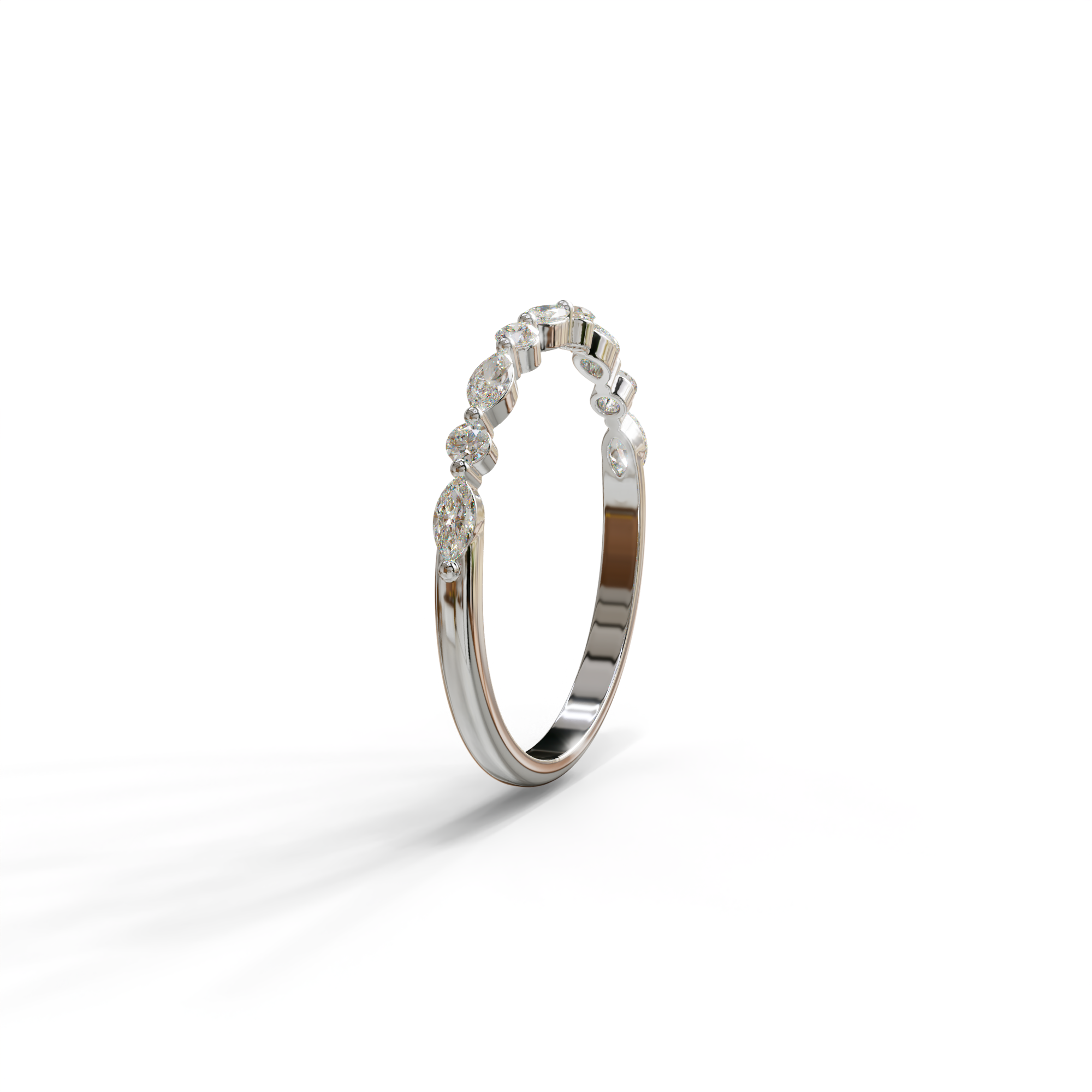 Floating Citrine - Round & Marquise Lab Grown Diamond Half Eternity Stacking Band