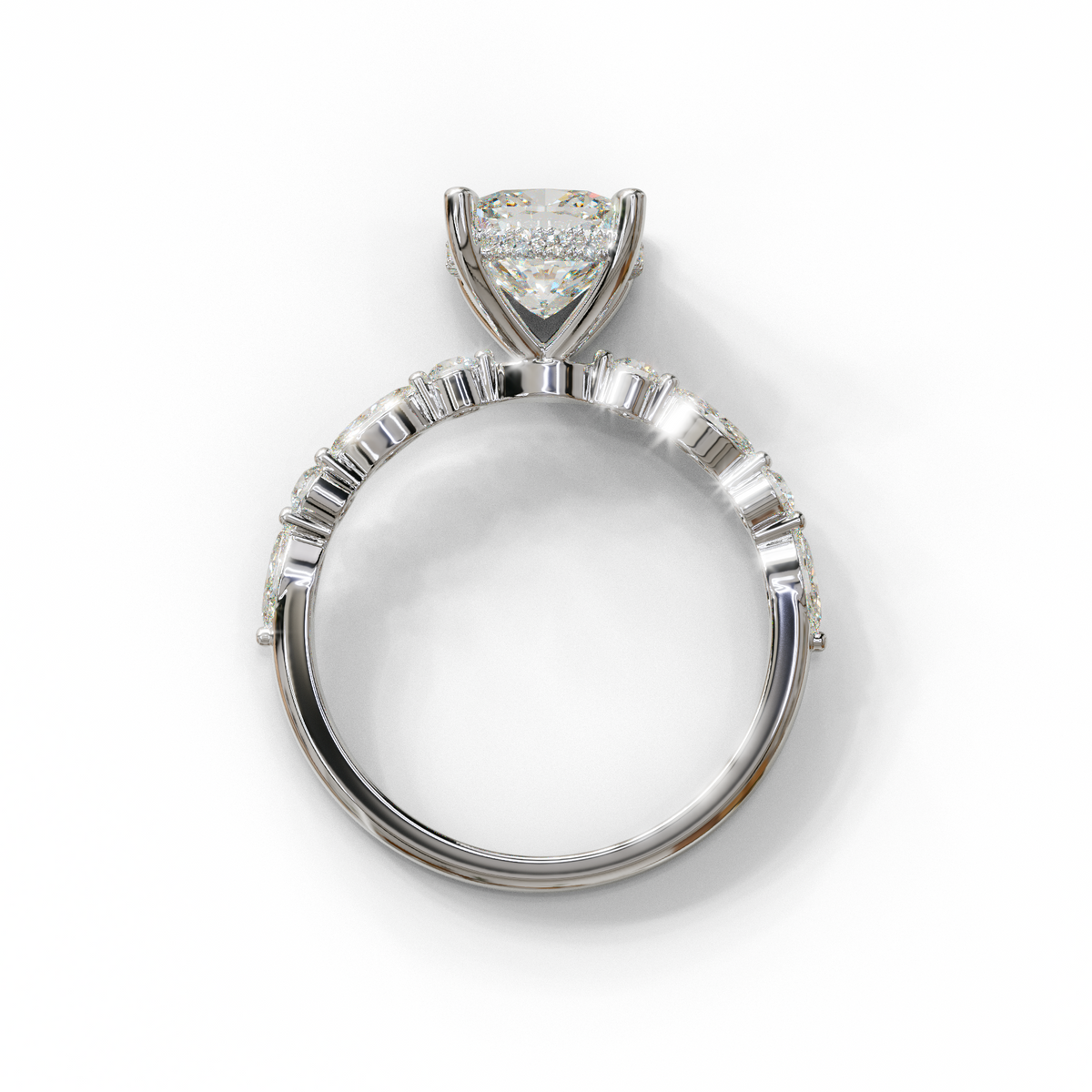 2 Carat E-VVS Cushion Cut Hidden Halo & Pave Lab Diamond Ring - Daisy