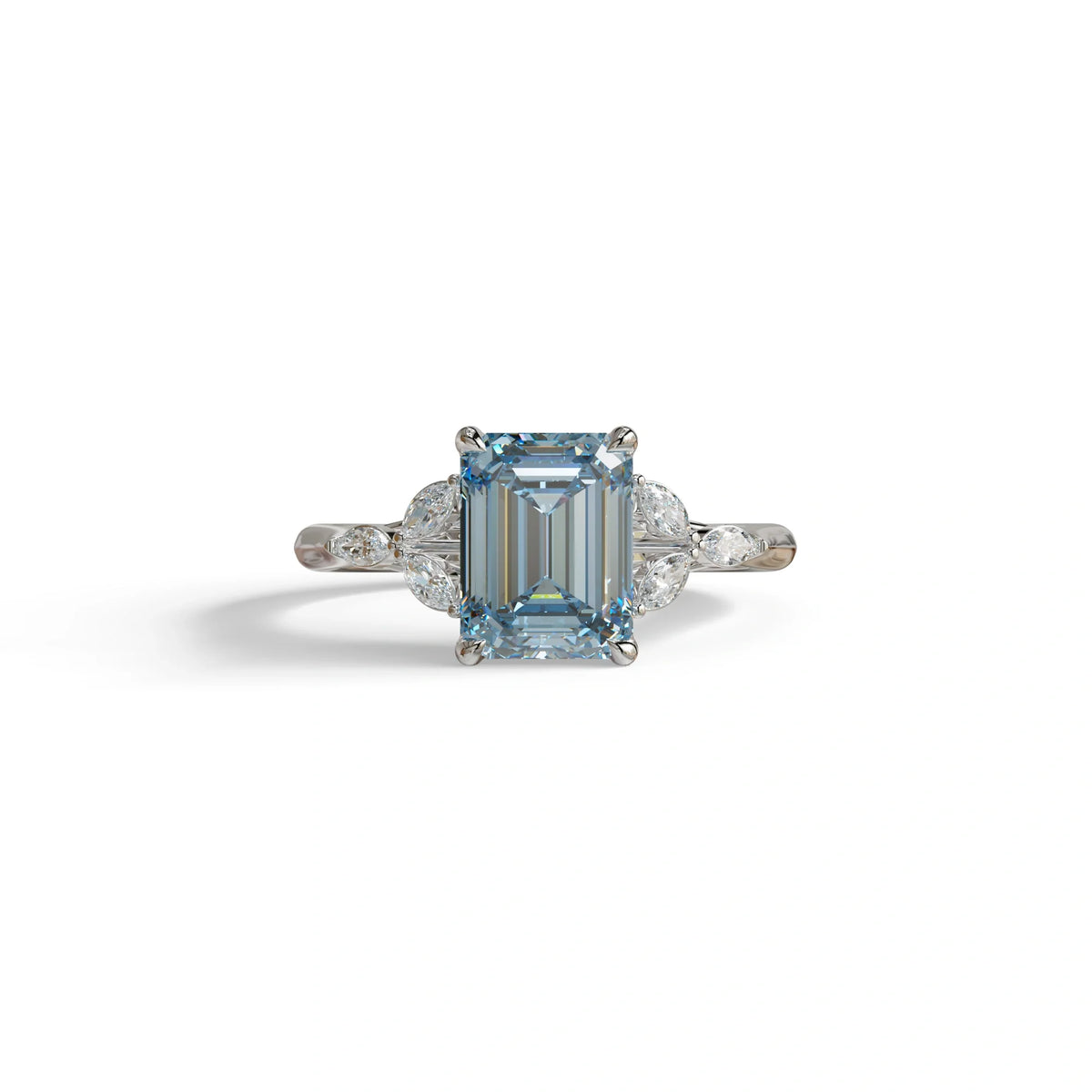2.5 Carat Blue Lab Grown Diamond Engagement Ring · Emerald Cut Nature-Inspired | Verona - view 3