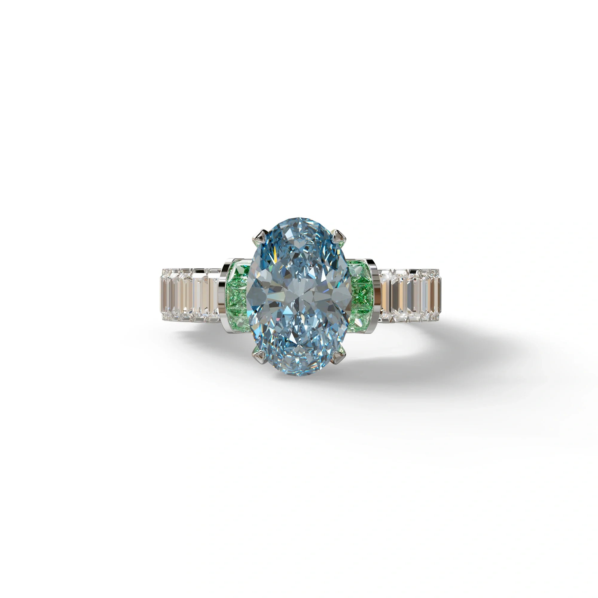 3 Carat Fancy Blue Oval Cut Lab-Grown Diamond Wedding Ring – Bellora - 10K Solid Gold / White Gold
