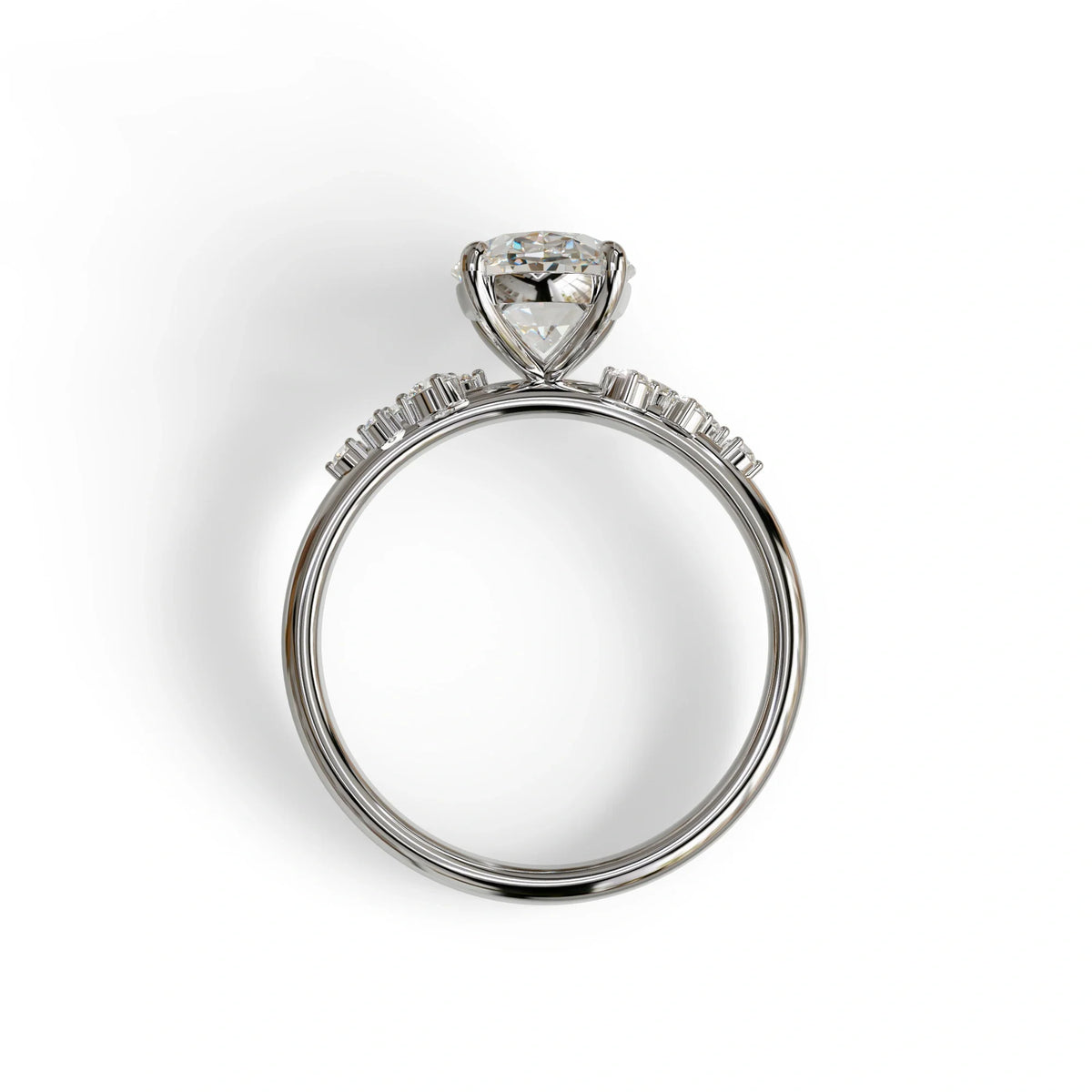 E-VVS Oval Cut Cluster-Vintage Setting Lab Grown Diamond Ring - Celeste Arc
