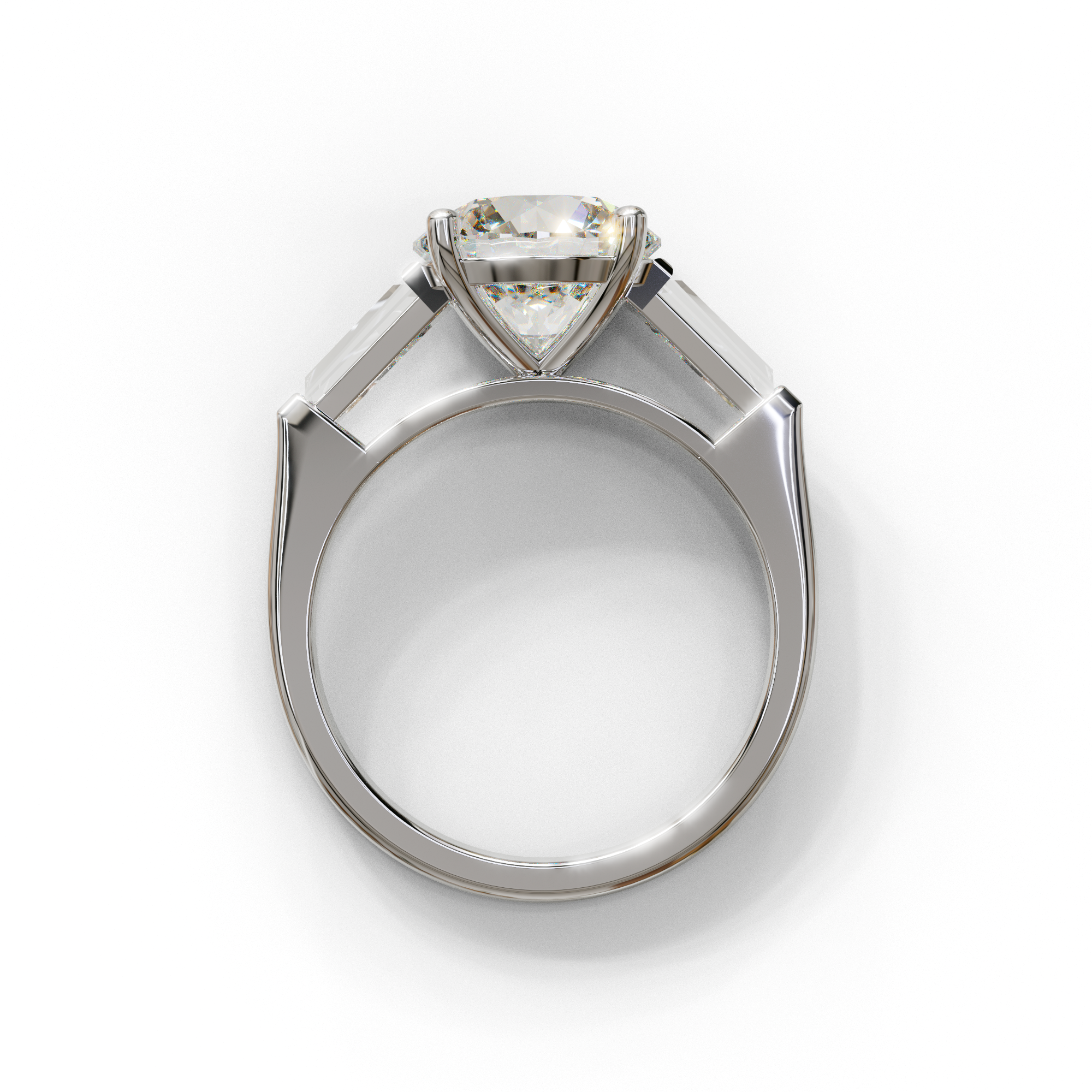 E-VVS 3 Carat Round & Tapered Cut Multi Stone Lab Diamond Ring - Reflection