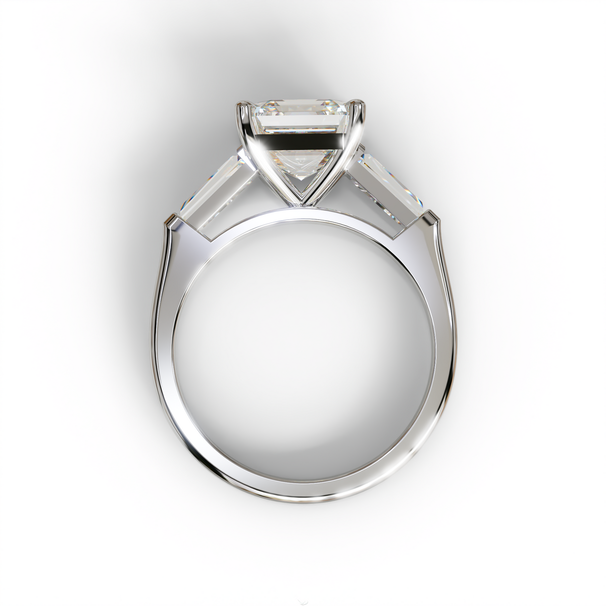 3 Carat E VVS Asscher & Baguette Cut Multi Stone Lab Diamond Ring - Brillante