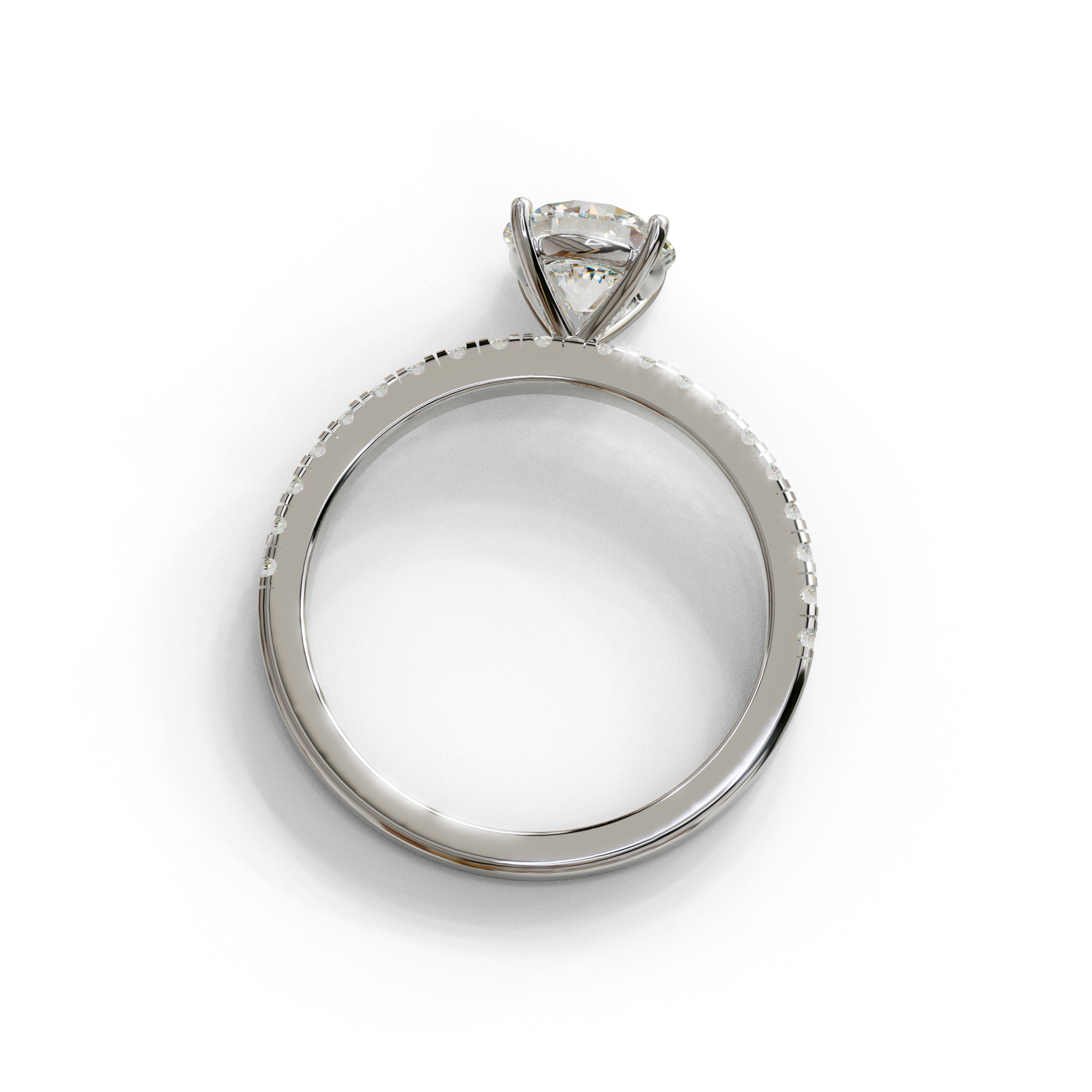 1.5 Carat E VVS Round Lab Diamond Ring - Classic Pave Set Ring