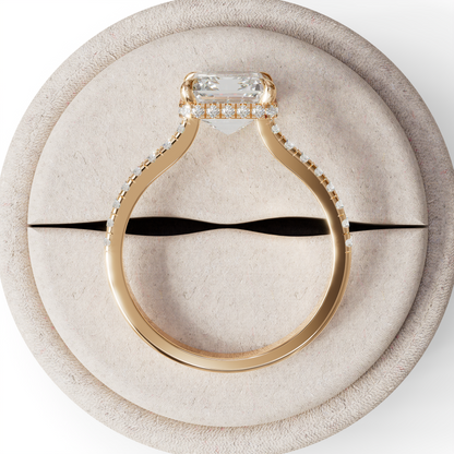 2.5 Ct E/VVS Emerald Cut Lab Diamond In Hidden Halo & Pave Setting Ring - Siena