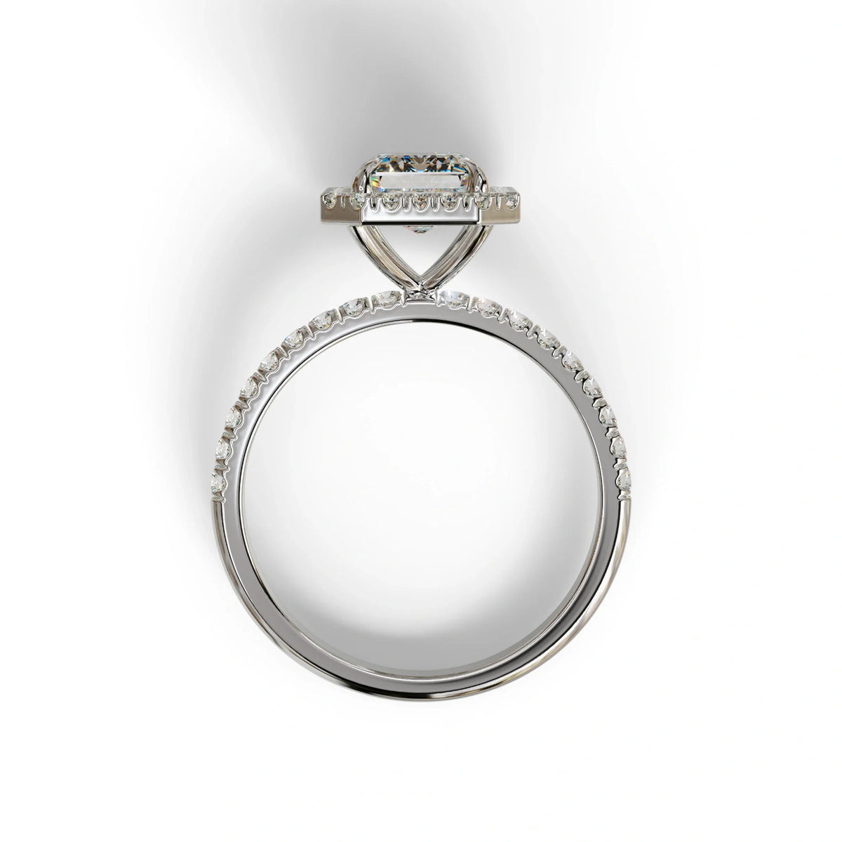 E-VVS Emerald Cut Halo & Pave Lab Grown Diamond Engagement Ring - Viola
