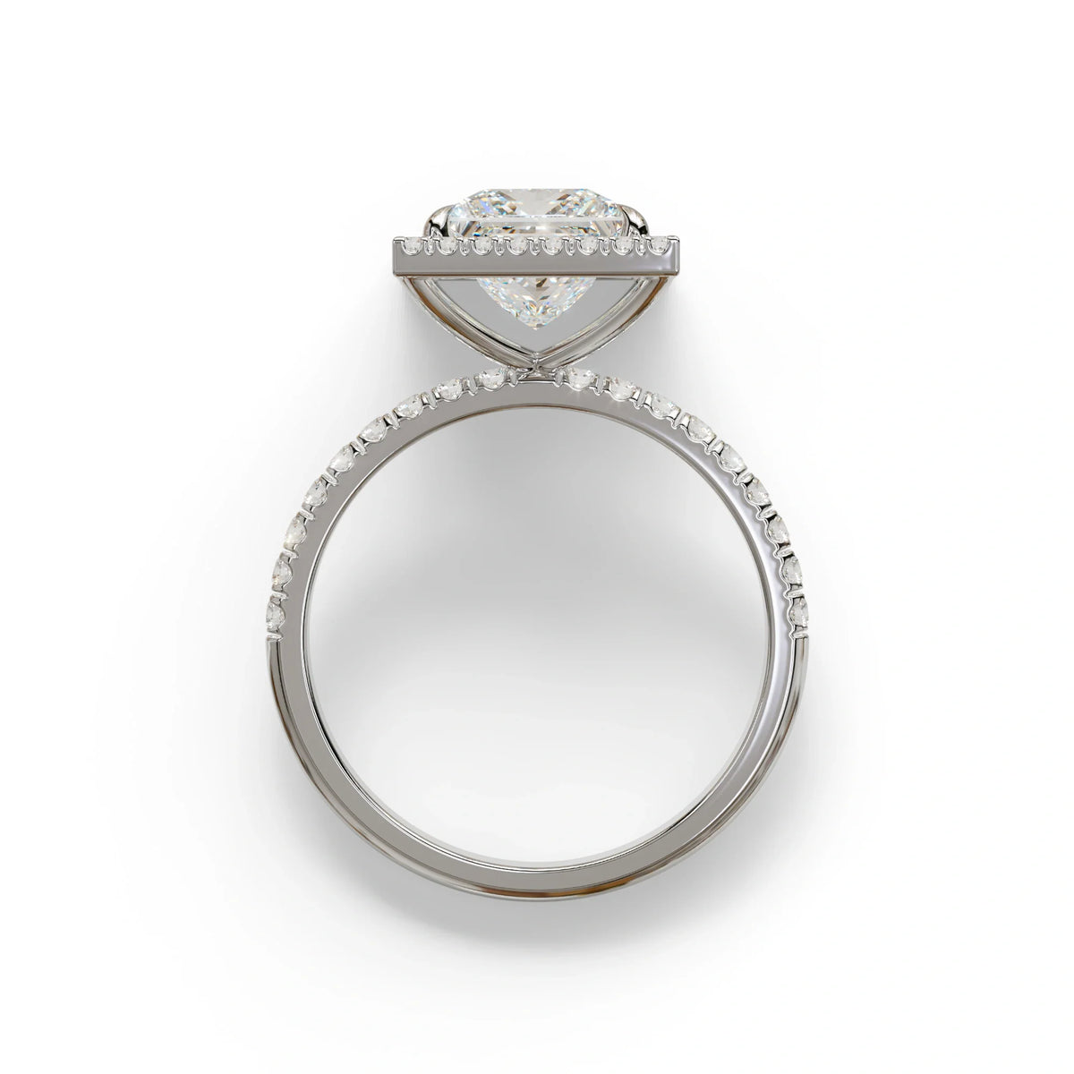 2 Carat E VVS Princess Cut Halo & Pave Lab Diamond Ring - Diamond Prime