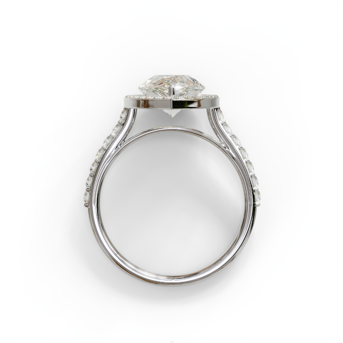 3 Carat E/VVS Pear Cut Halo & Pave Setting Lab Grown Diamond Setting Ring