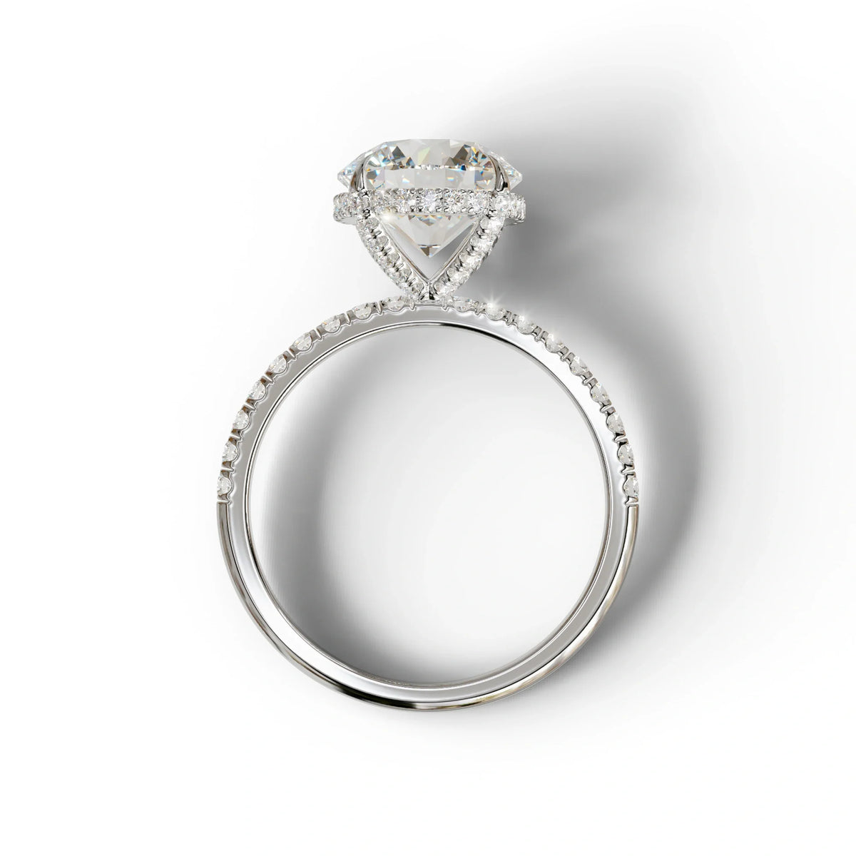 3.5 Carat E-VVS Round Cut Lab Diamond Ring - Halo & Pave Setting Wedding Ring