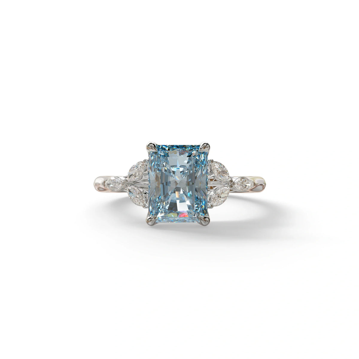 2.5 Carat Blue Lab Grown Diamond Engagement Ring · Radiant Cut Nature-Inspired | Aurora - view 3