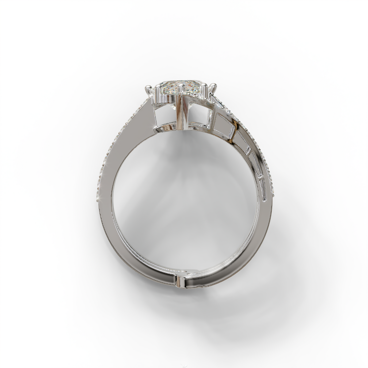 3 Carat Marquise Cut E VVS Lab Diamond Ring with Double Pave Setting