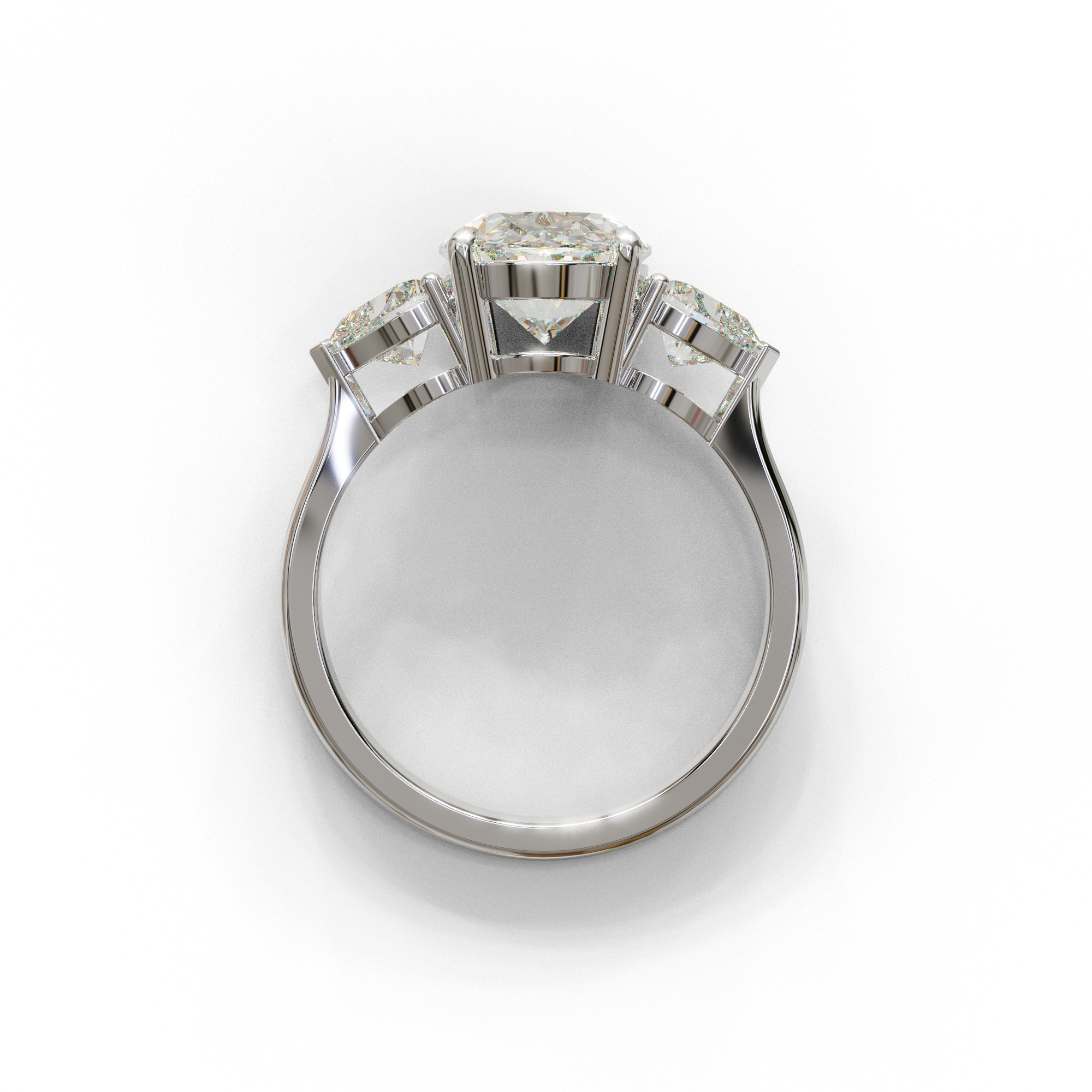 4 Ct E VVS Oval & Heart Shape 3 Stone Engagement Diamond Ring - Lucid
