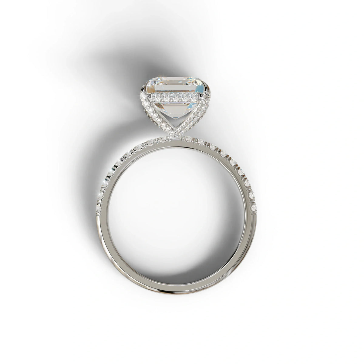 3 Carat E-VVS Asscher Cut Hidden Halo & Pave Lab Grown Diamond Ring