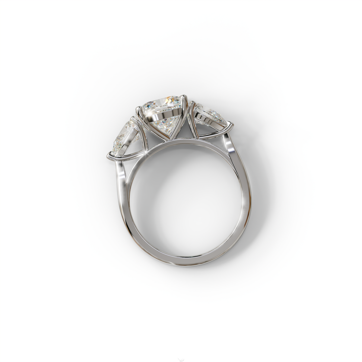 3 Ct E/VVS Cushion Cut Lab Diamond In 3 Stones Claw Prongs Setting Ring