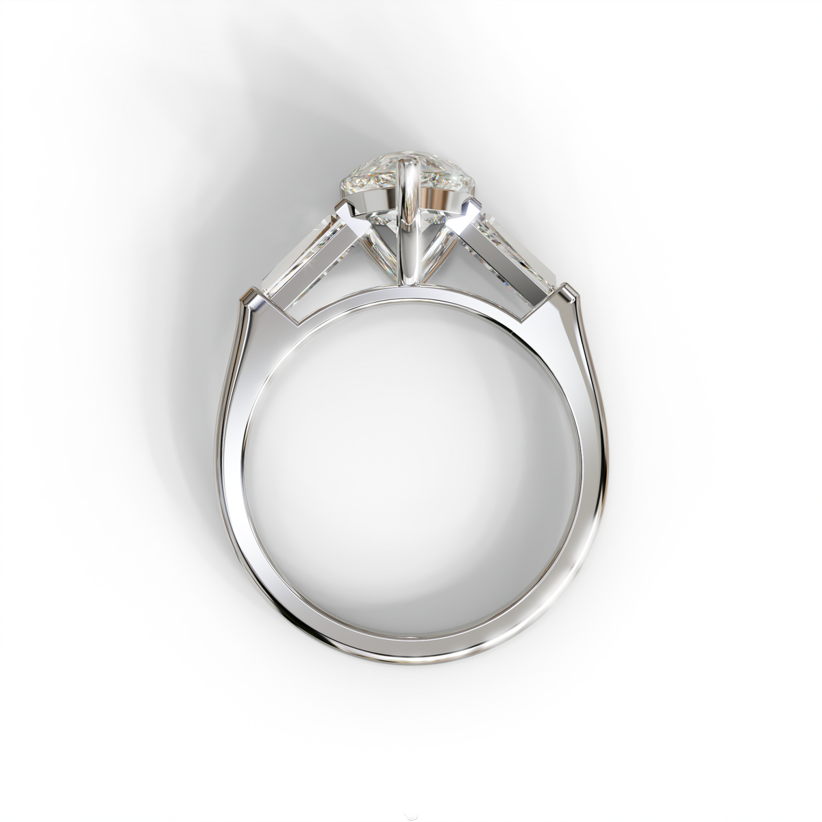 3.40ct E/VVS Pear & Tapered Baguette Three Stone Lab Diamond3.R4i0ncgt -E /BVeVlSl aPear & Tapered Baguette Three Stone
