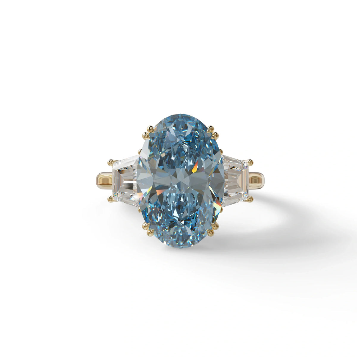 5 Carat Blue Lab Grown Diamond Engagement Ring · Oval Cut Three Stone | Solstice - view 3
