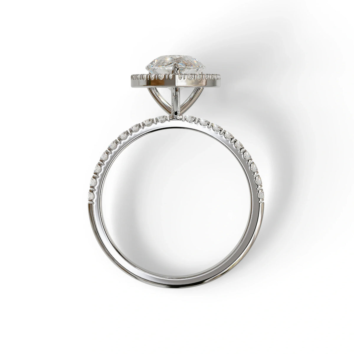 E VVS 2 Carat Pear Cut Halo & Pave Lab Diamond Ring - Glam Deck