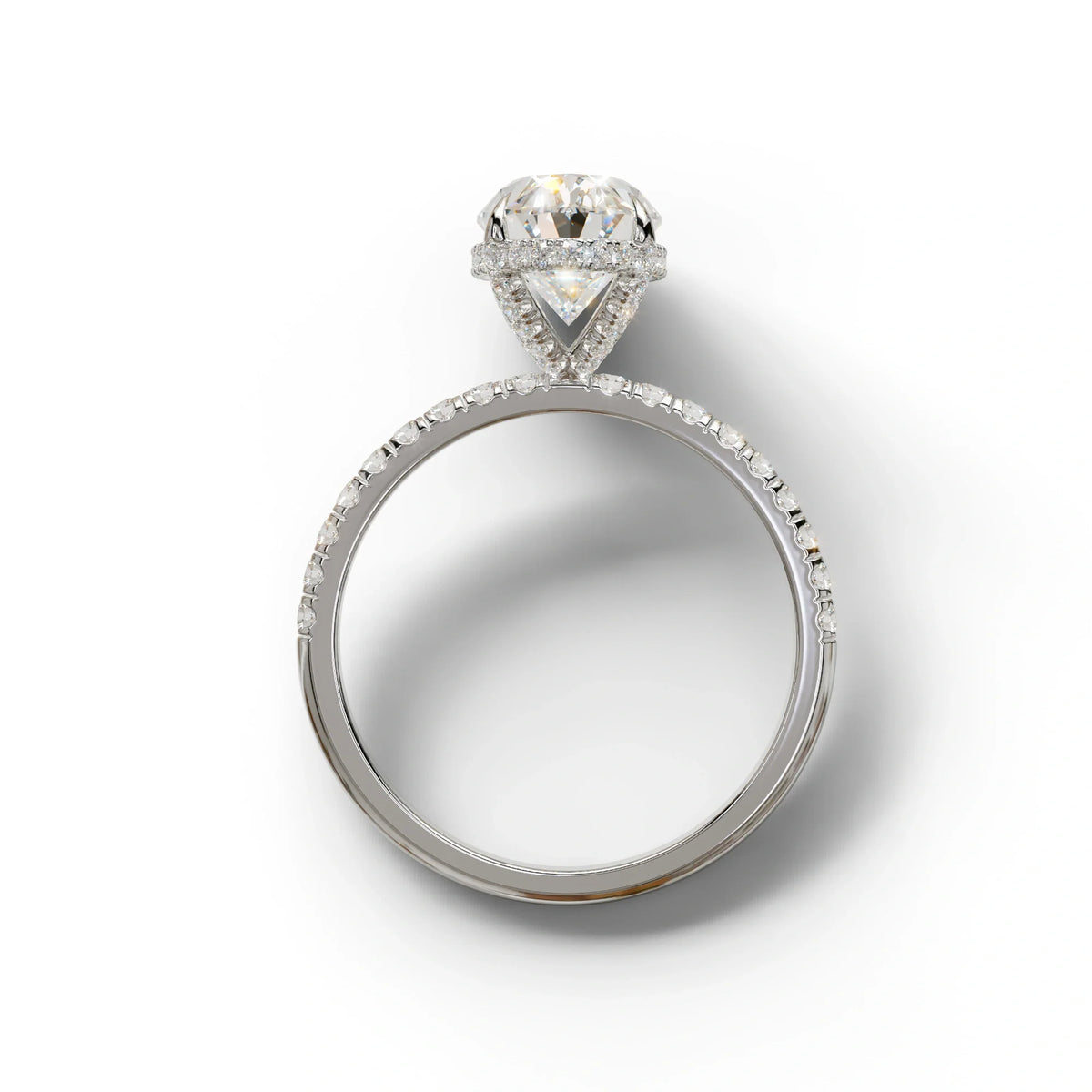 3 Carat E-VVS Oval Cut Hidden Halo & Pave Setting Lab Grown Diamond Ring