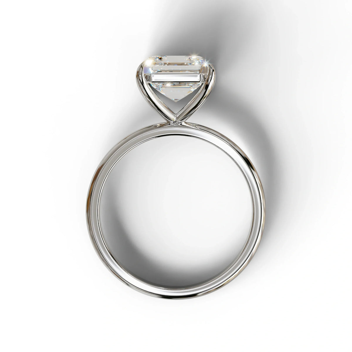 E VVS Asscher Cut Solitaire Lab Grown Diamond Engagement Ring - Fabriciana
