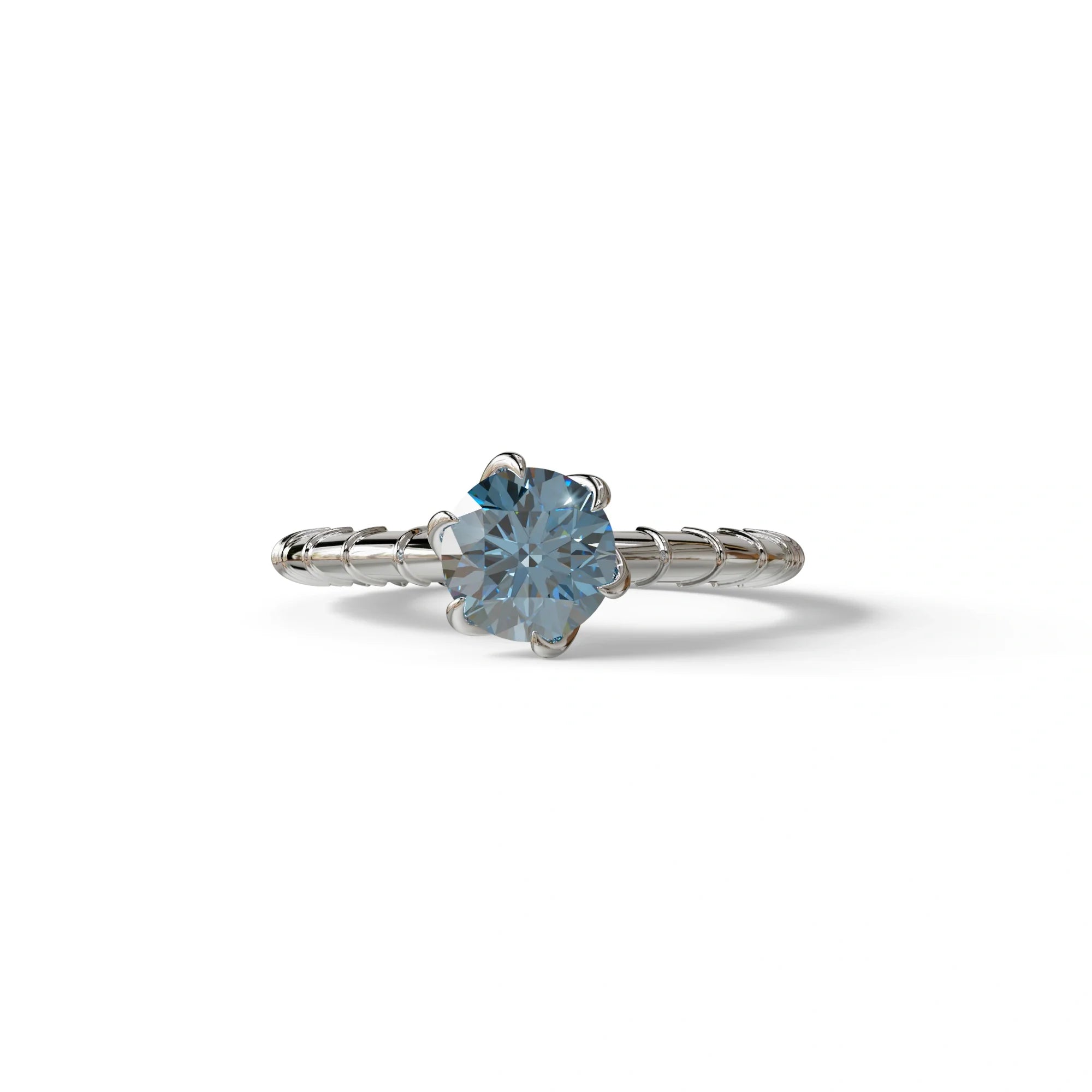 1 Carat Blue Round Cut Lab Diamond Ring - Hyper Glam - 10K Solid Gold / White Gold