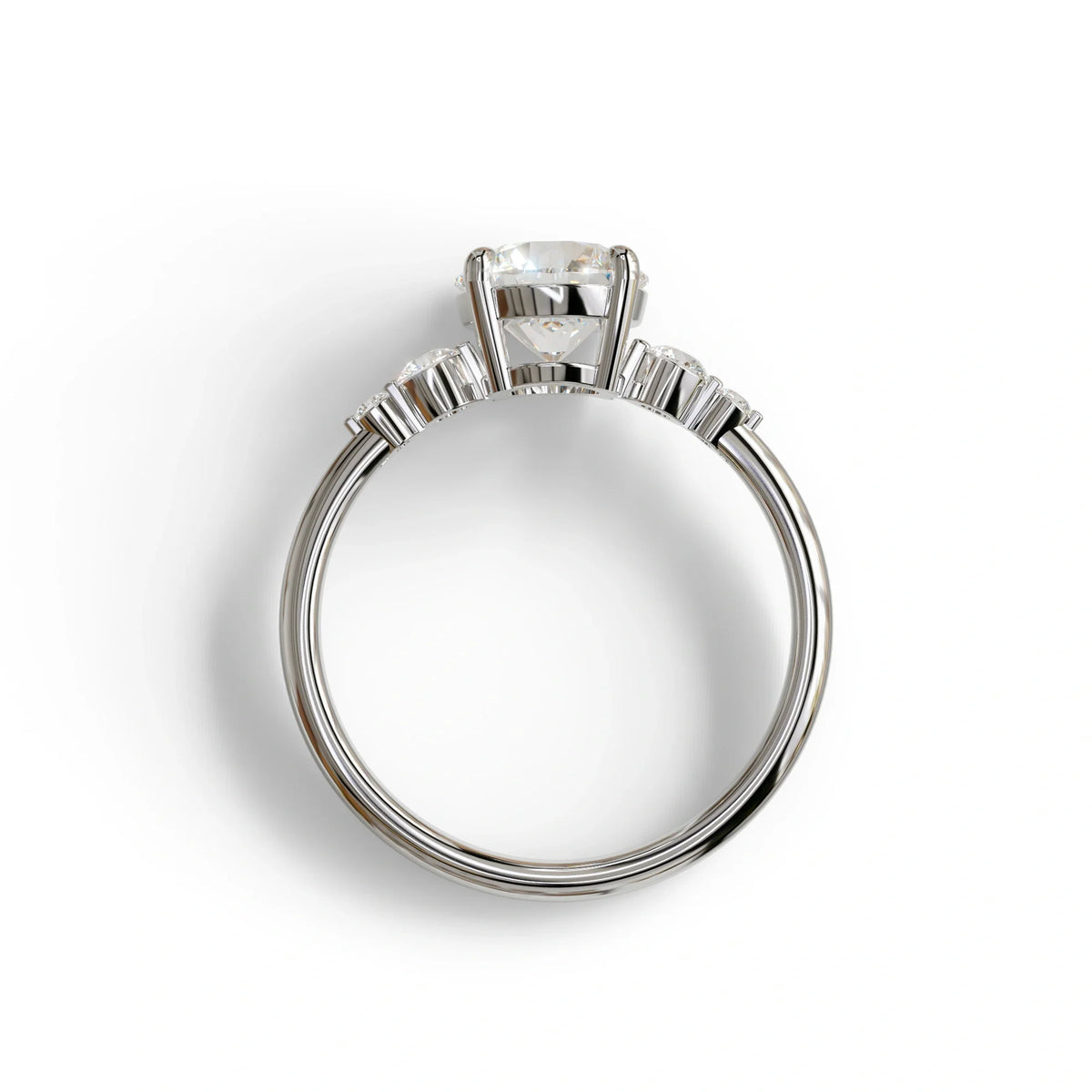 E-VVS Round Three Stone Lab Grown Diamond Engagement Ring - Romance