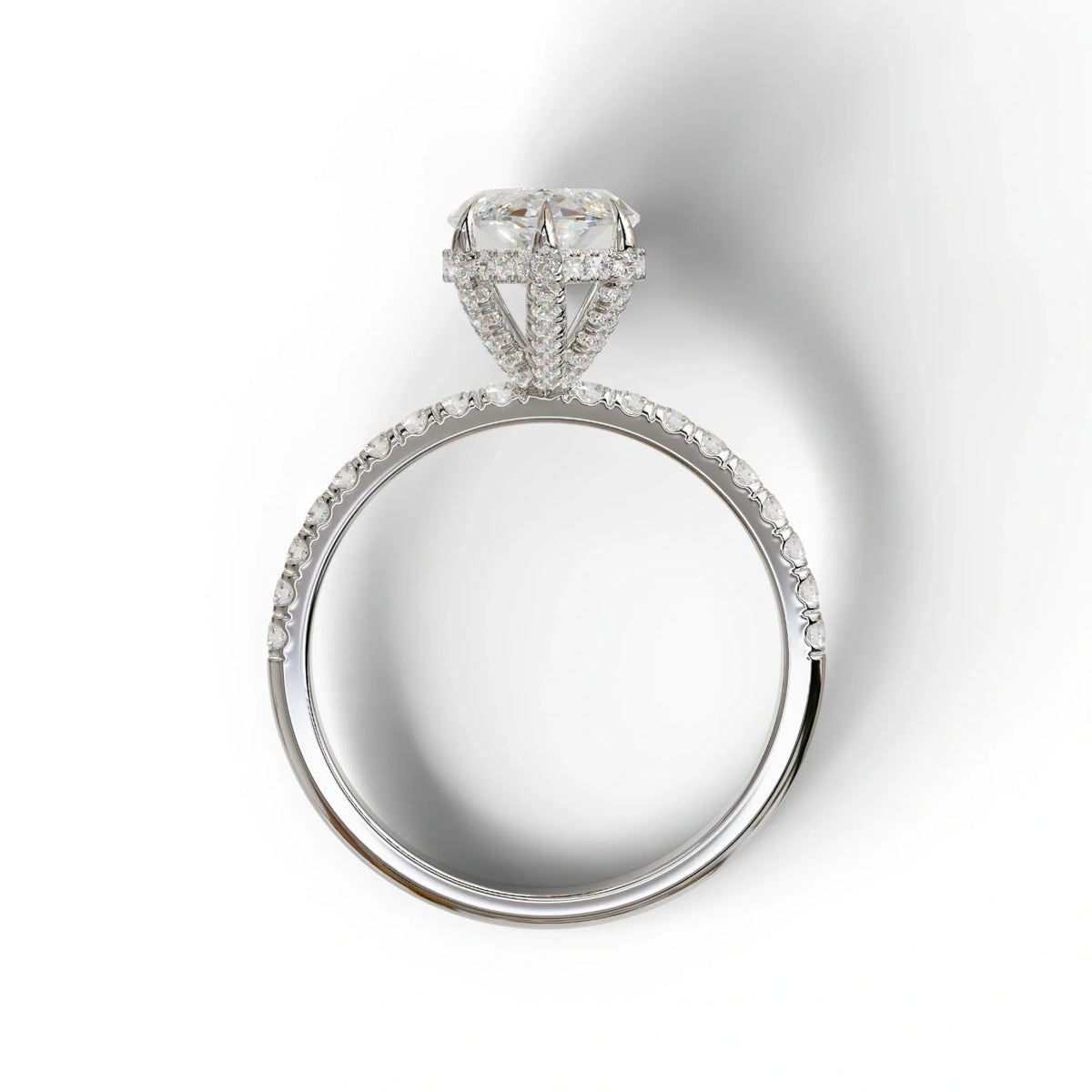 3 Carat E-VVS Marquise Cut Lab Diamond In Hidden Halo & Pave Setting Ring