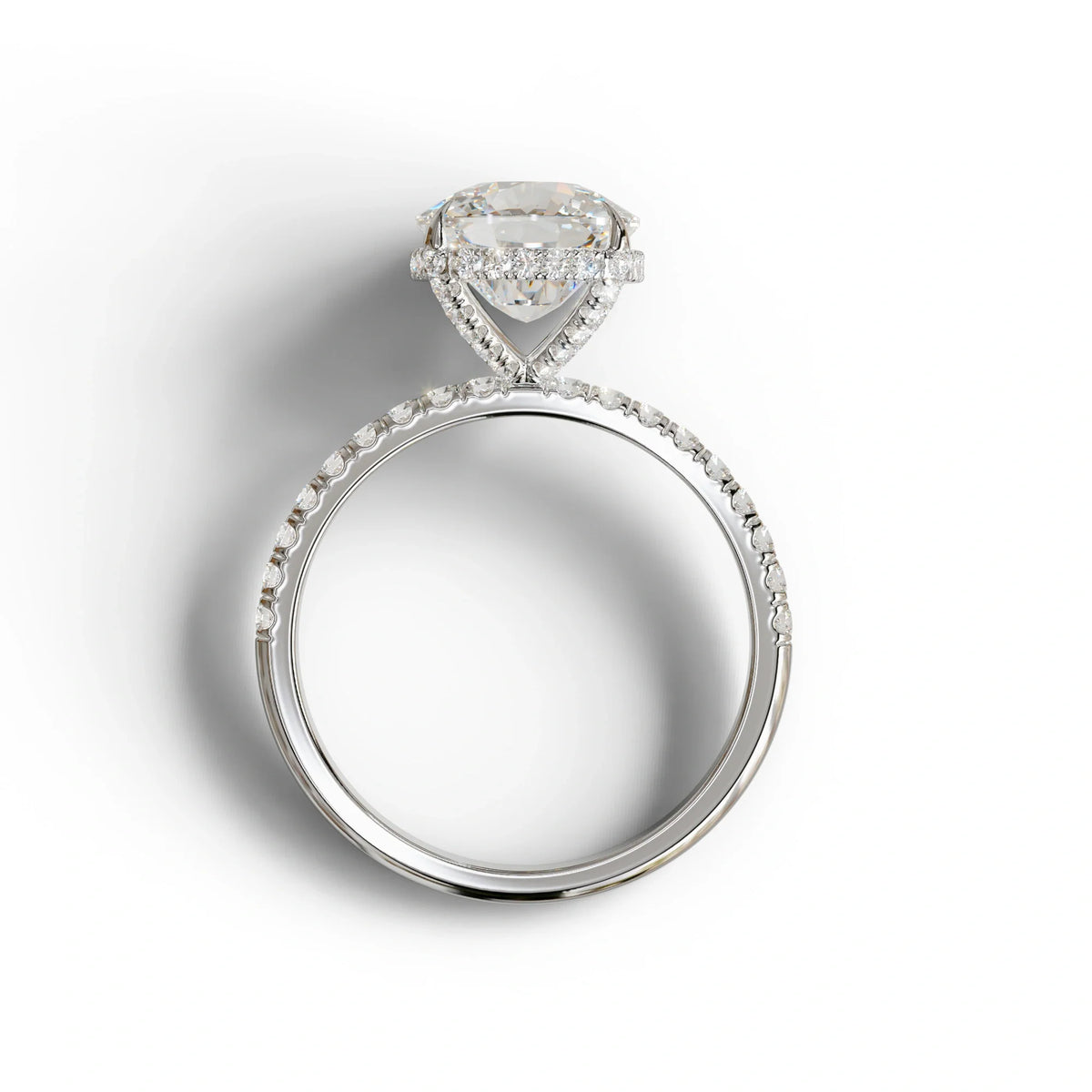 2.5 Carat E-VVS Cushion Cut Hidden Halo & Pave Lab Grown Diamond Ring