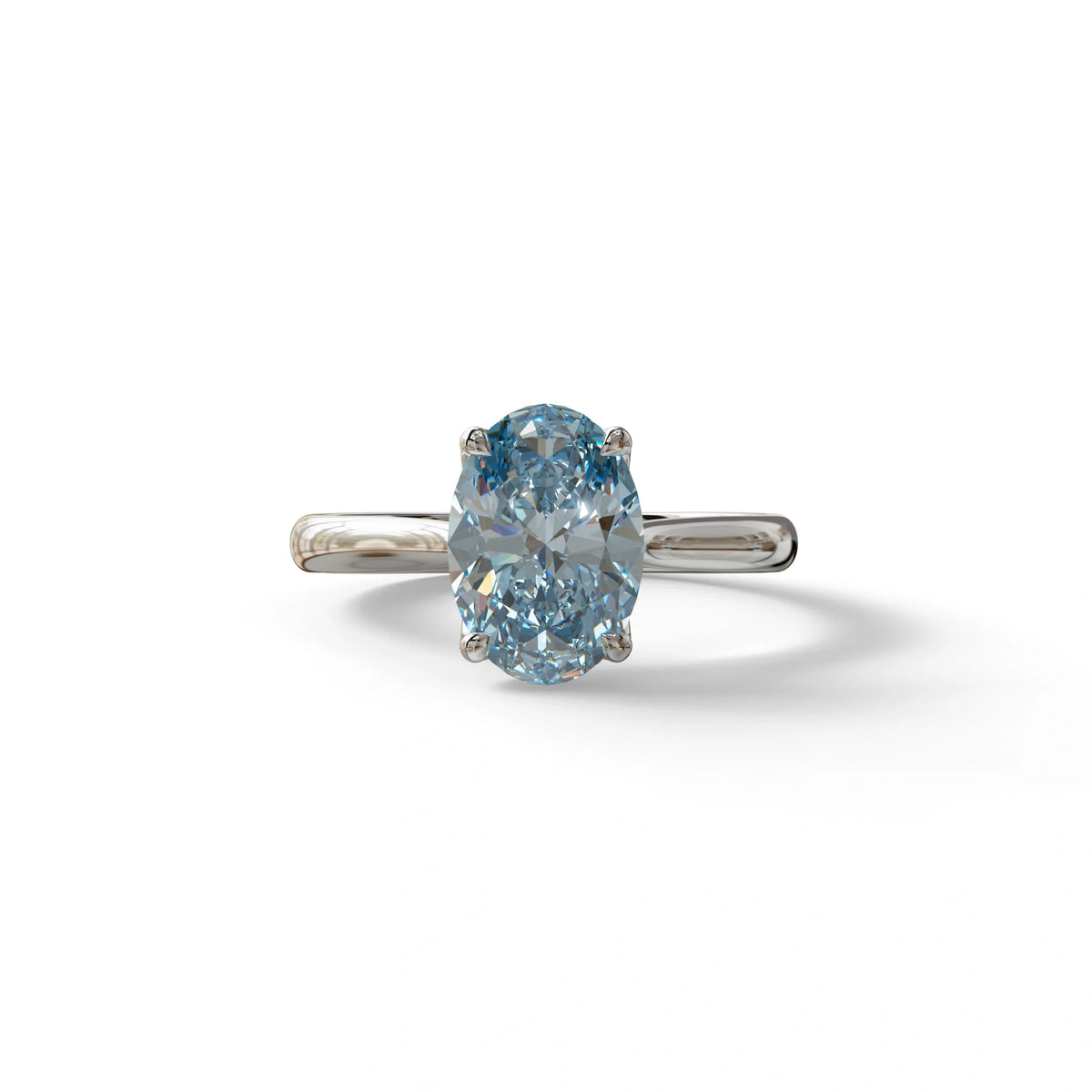 3 Carat Blue Lab Grown Diamond Oval Cut Engagement Ring | Secret Pink Diamond- Eclipse - 10K Solid Gold / White Gold