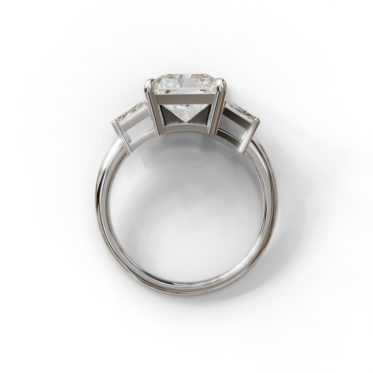 4 Carat Radiant & Trapezoid Three Stone Engagement Ring - Embrace