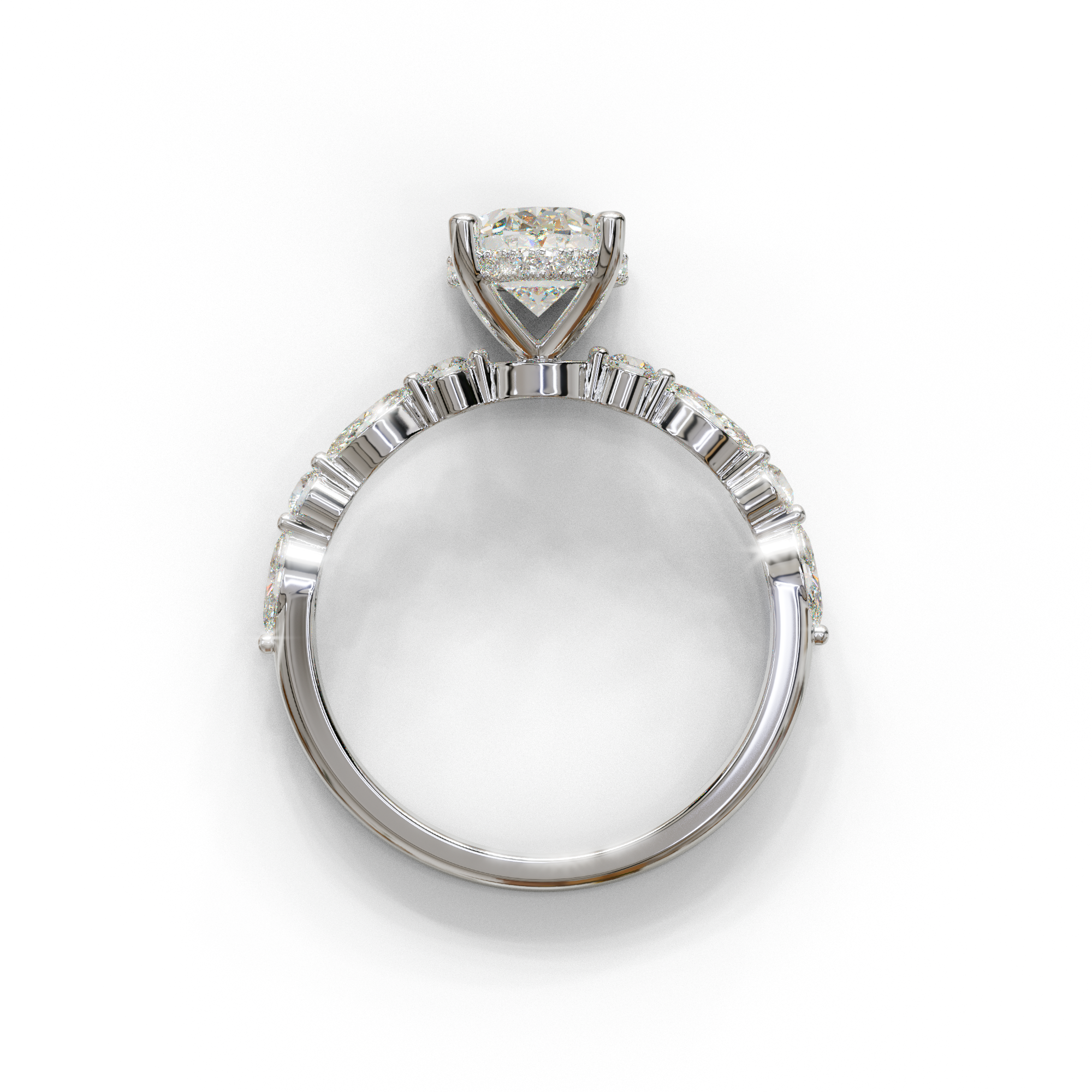 2 Carat E-VVS Oval Cut Hidden Halo & Pave Lab Diamond Ring - Laina