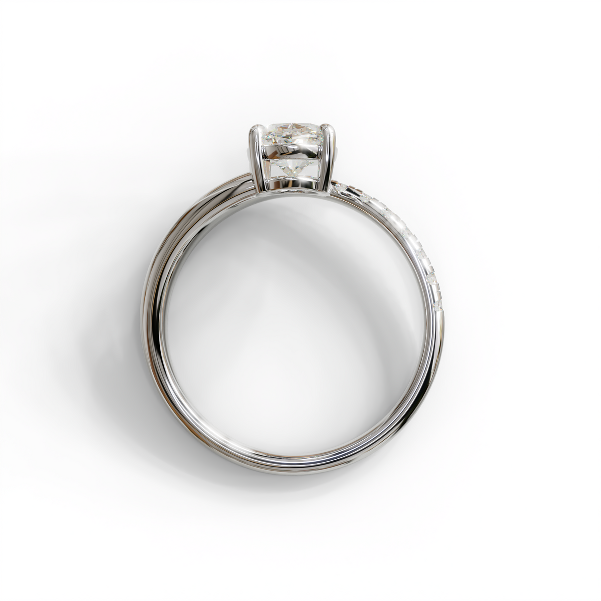 1.5 Carat S-Curve Oval Diamond Pave-set Diamond Ring - Bypass