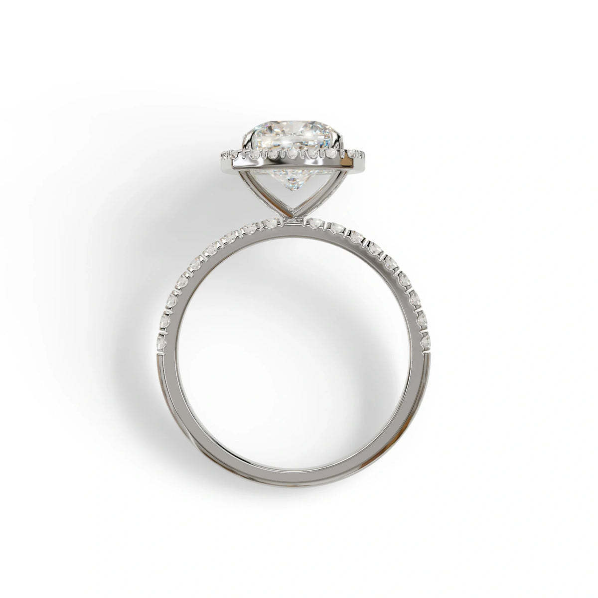 E-VVS Cushion Cut Halo & Pave Lab Grown Diamond Engagement Ring - Rosa