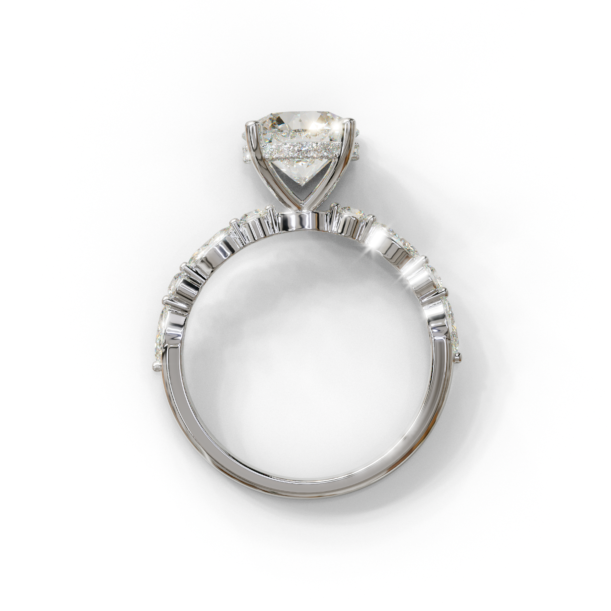 2 Carat E-VVS Round Cut Hidden Halo & Pave Set Lab Diamond Ring - Pure Origin