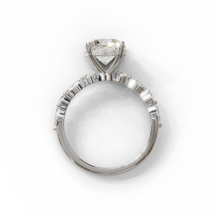 2 Carat E-VVS Round Cut Hidden Halo & Pave Set Lab Diamond Ring - Pure Origin