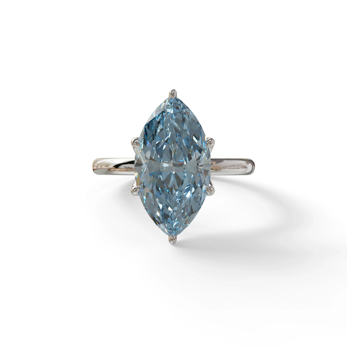 5 Carat Blue Lab Grown Diamond Engagement Ring · Marquise Cut Hidden Halo | Etoile - view 3