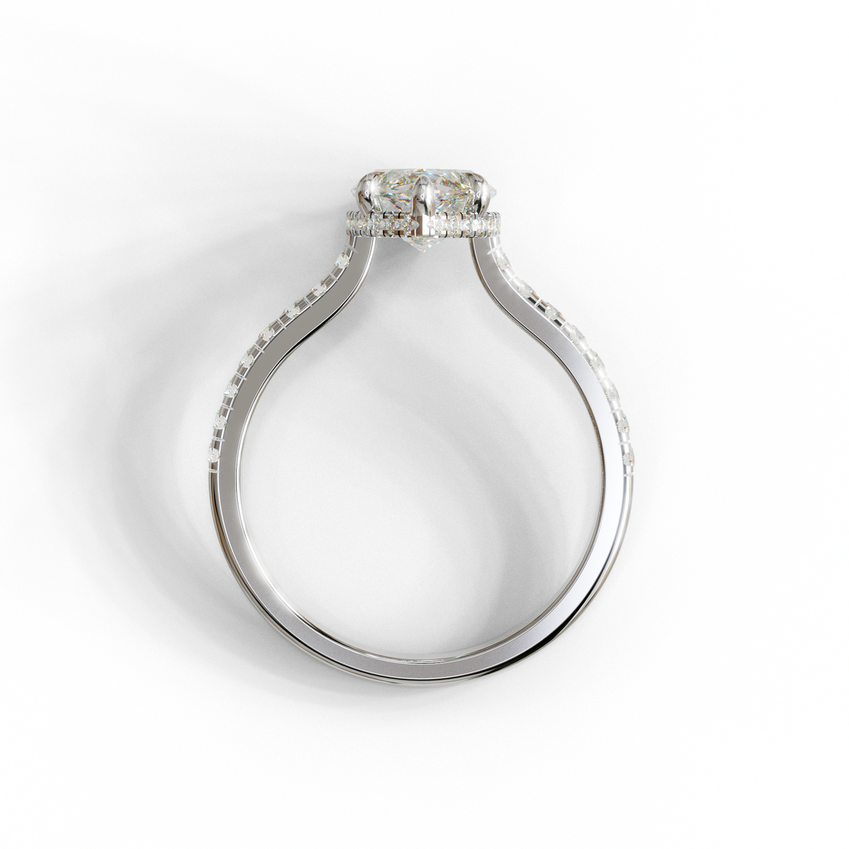 3 Carat E-VVS Marquise Cut Hidden Halo & Pave Set Lab Diamond Ring - Eblouissant