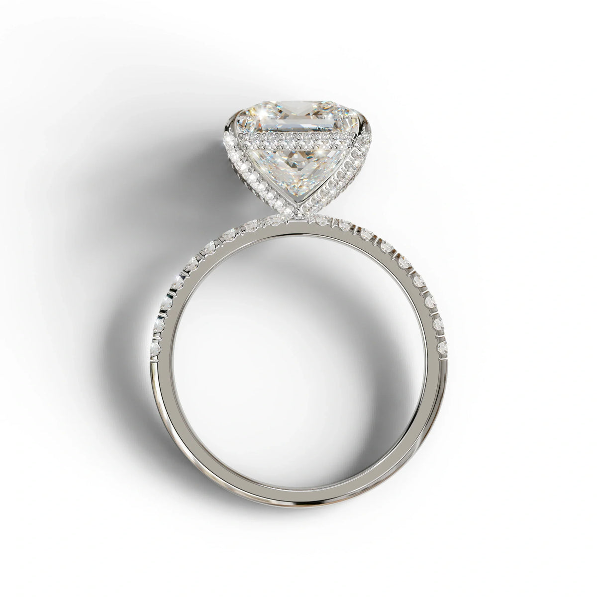 3 Carat E-VVS Princess Cut Hidden Halo & Pave Lab Diamond Ring