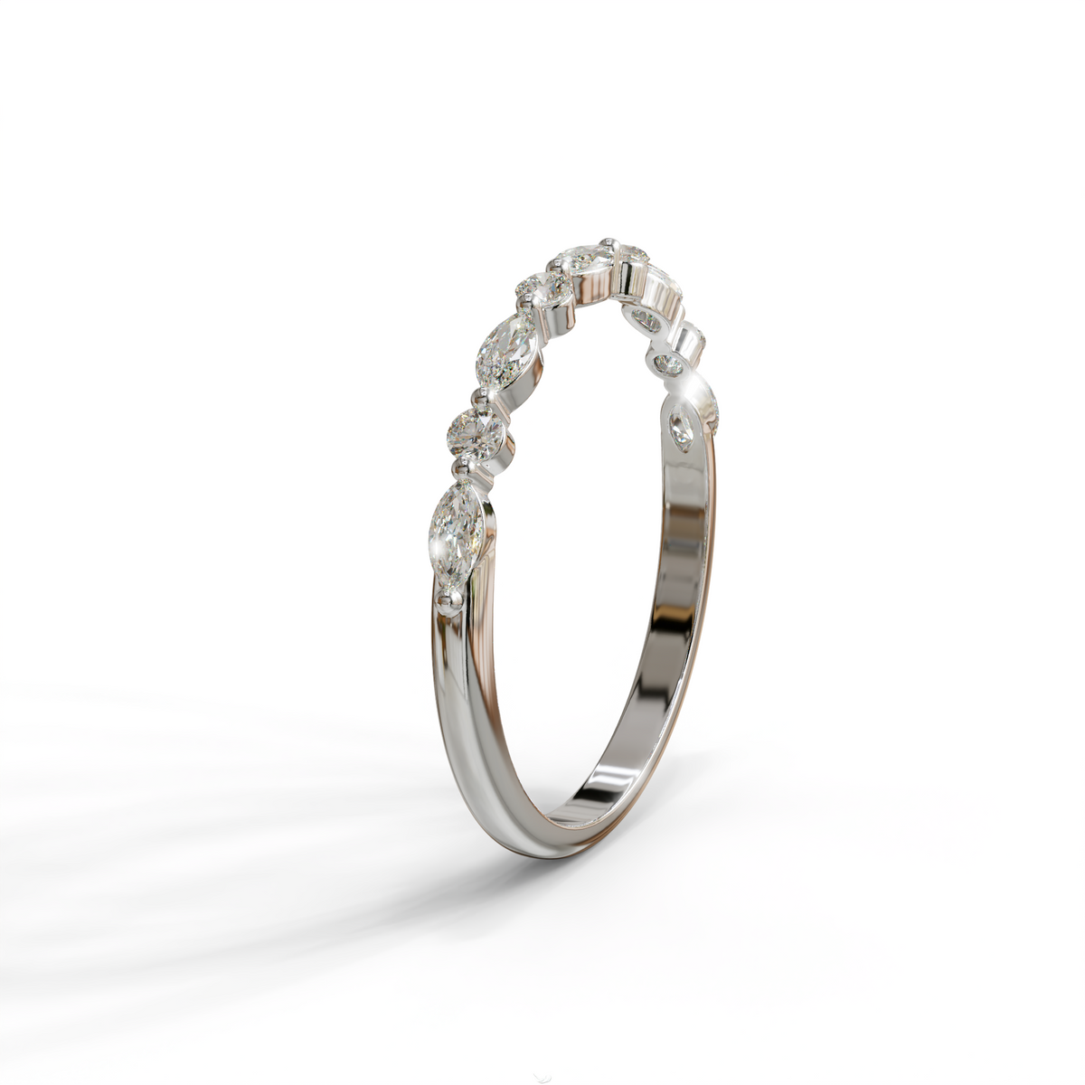 E/VVS Round & Marquise Lab Grown Diamond Wedding Band - 10 Stone Ring