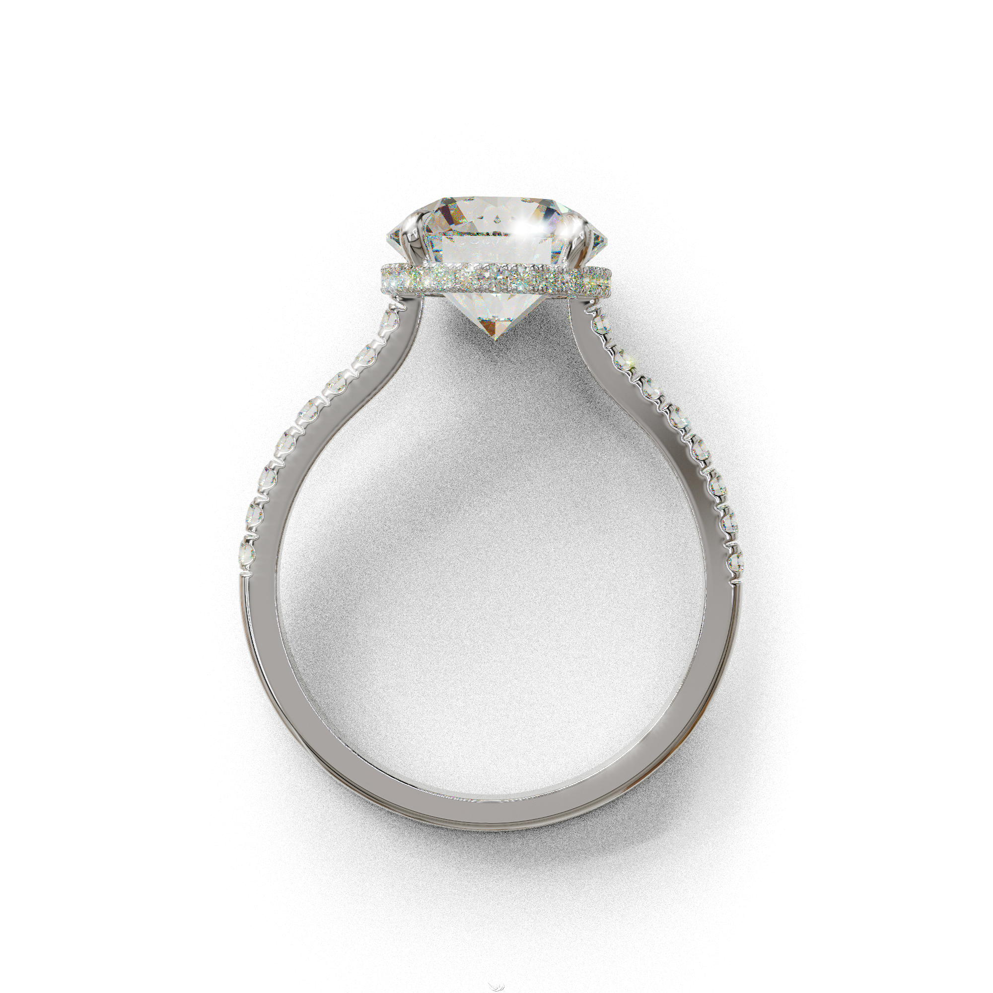 3 Carat E/VVS Round Cut Hidden Halo & Pave Setting Lab Diamond Ring - Eblouissant