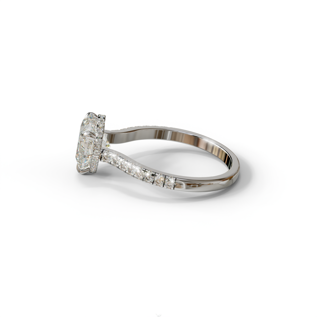 E VVS Heart Cut Lab Grown Diamond Solitaire Ring with Pavé Band – Mohana Jewels